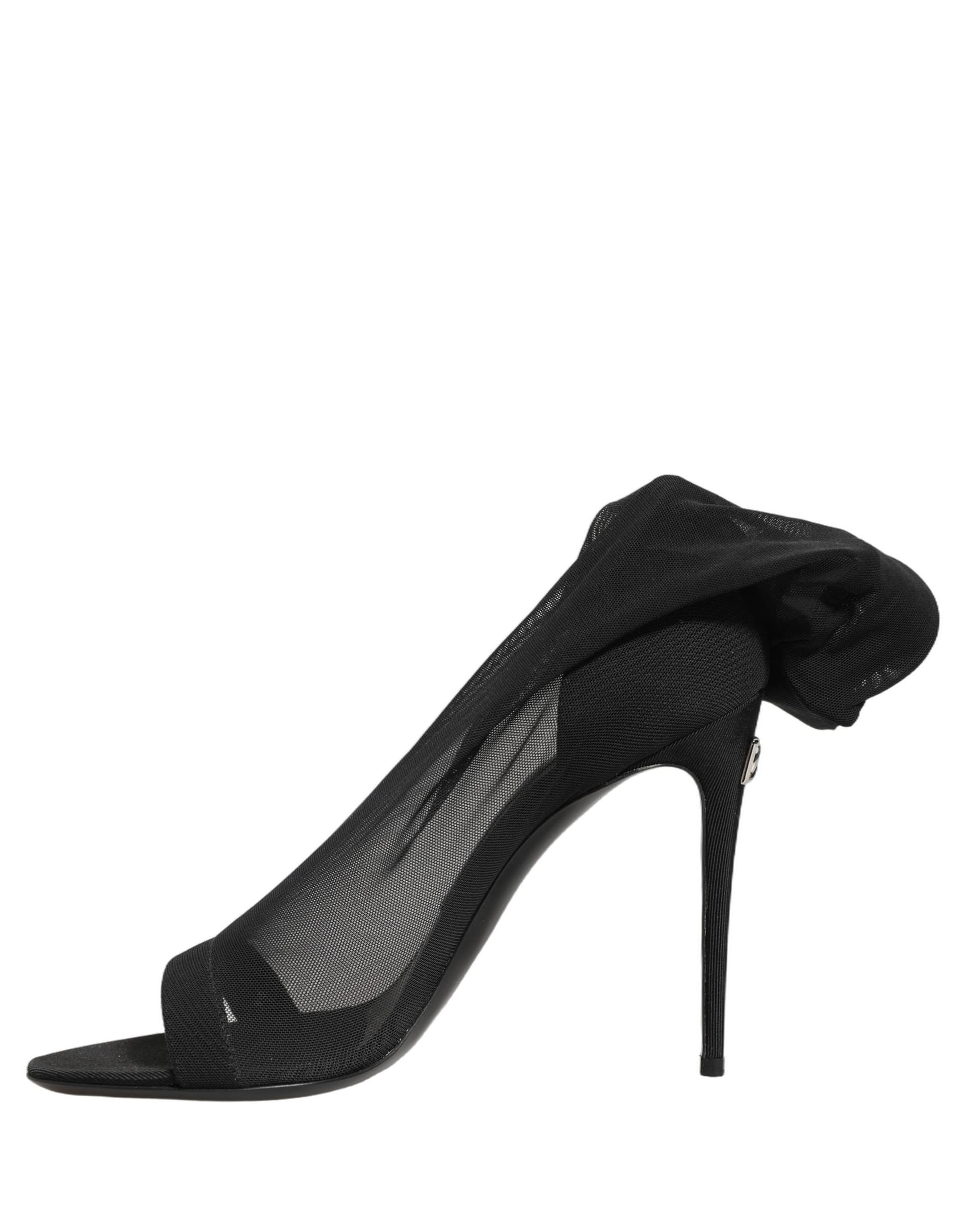Dolce & Gabbana Black Nylon Mesh Sock Style Boots Shoes - 5