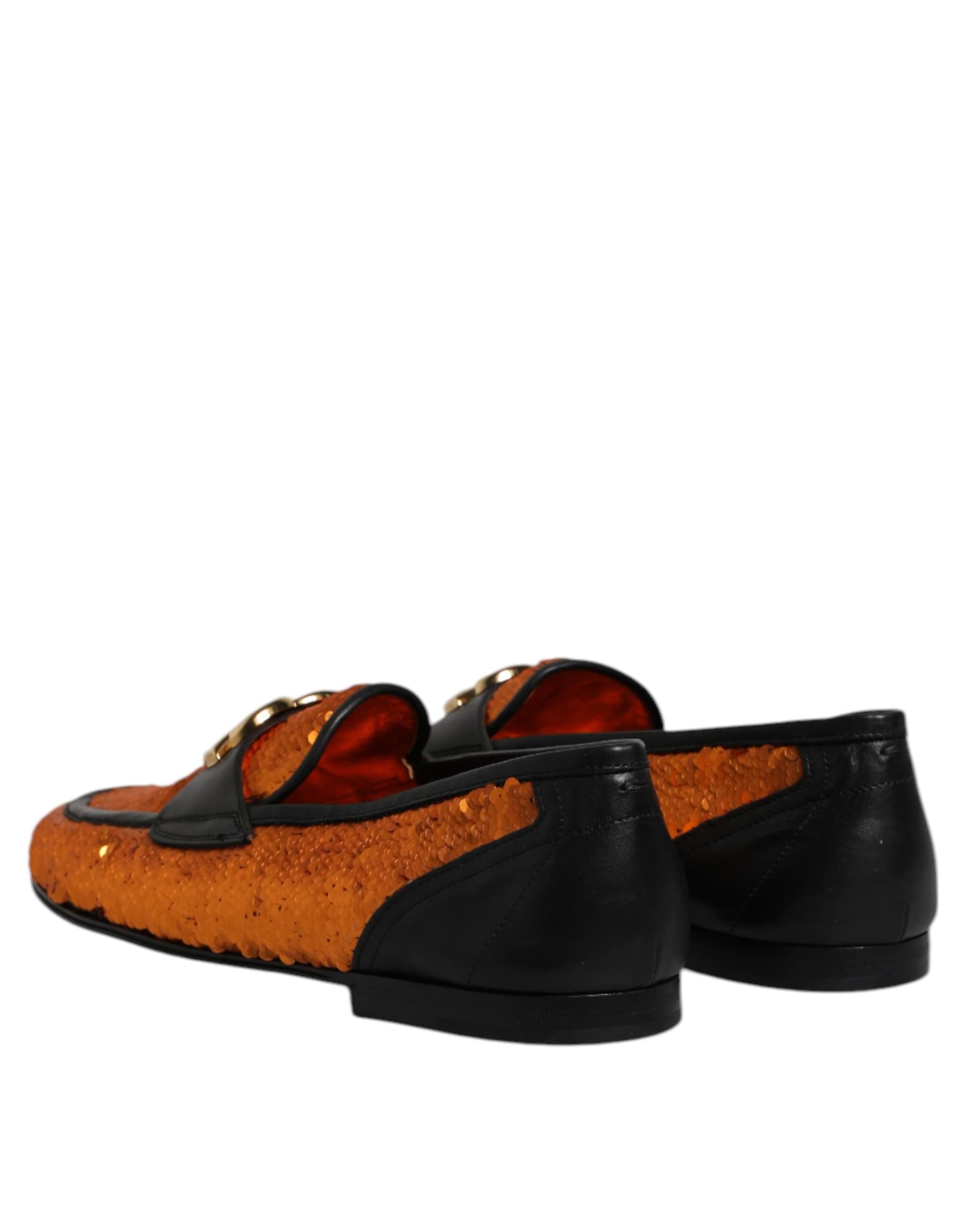 Dolce & Gabbana Orange Sequin Embellished Men Loafers Shoes - 4