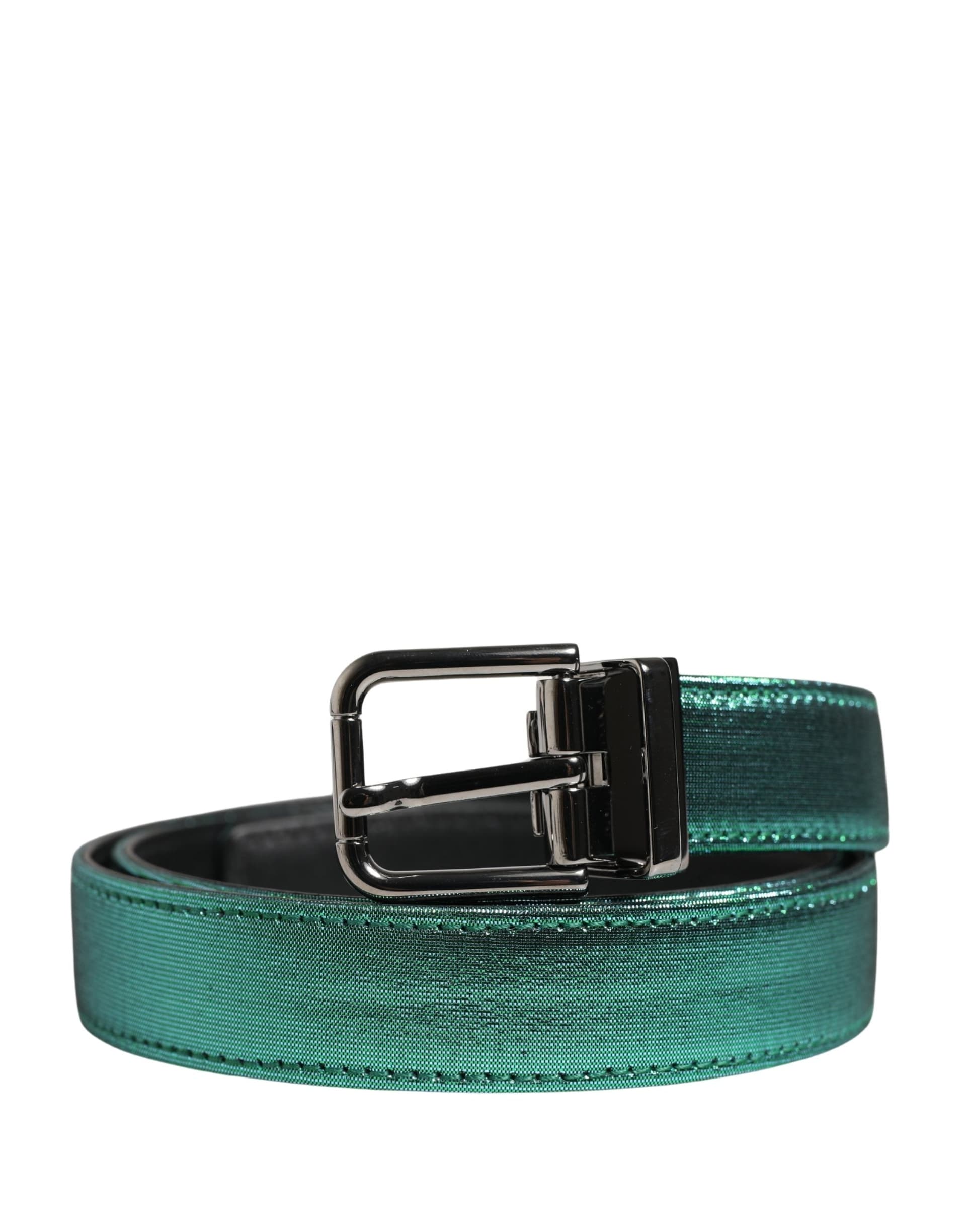 Dolce & Gabbana Men Green Lurex Polyester Metal Buckle Belt - 2