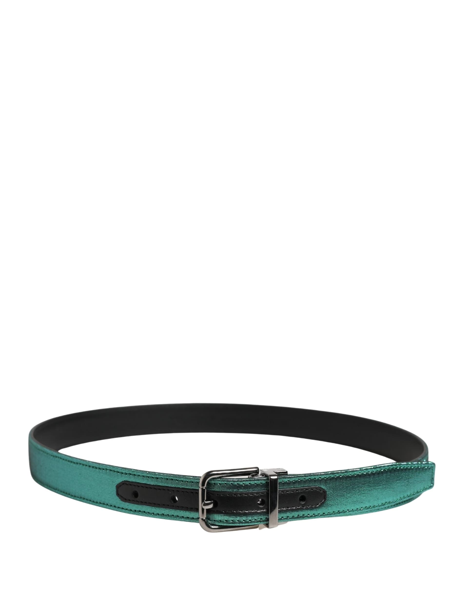 Dolce & Gabbana Men Green Lurex Polyester Metal Buckle Belt - 3
