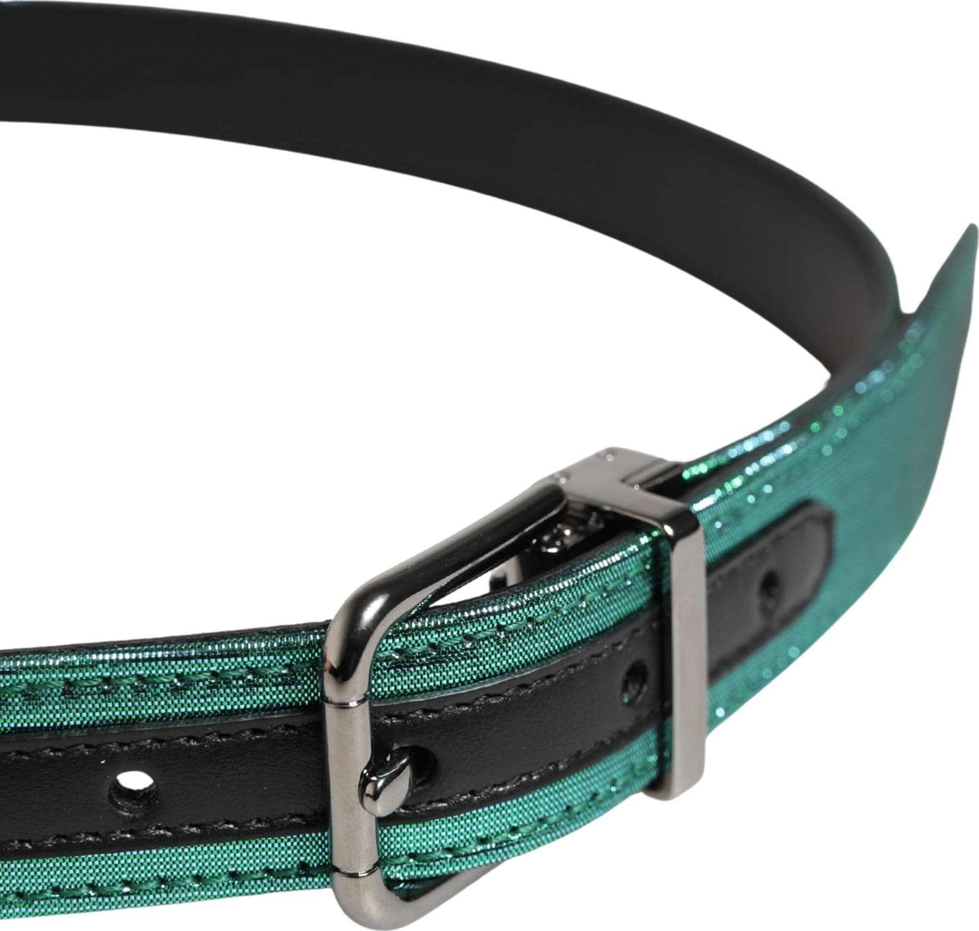Dolce & Gabbana Men Green Lurex Polyester Metal Buckle Belt - 4