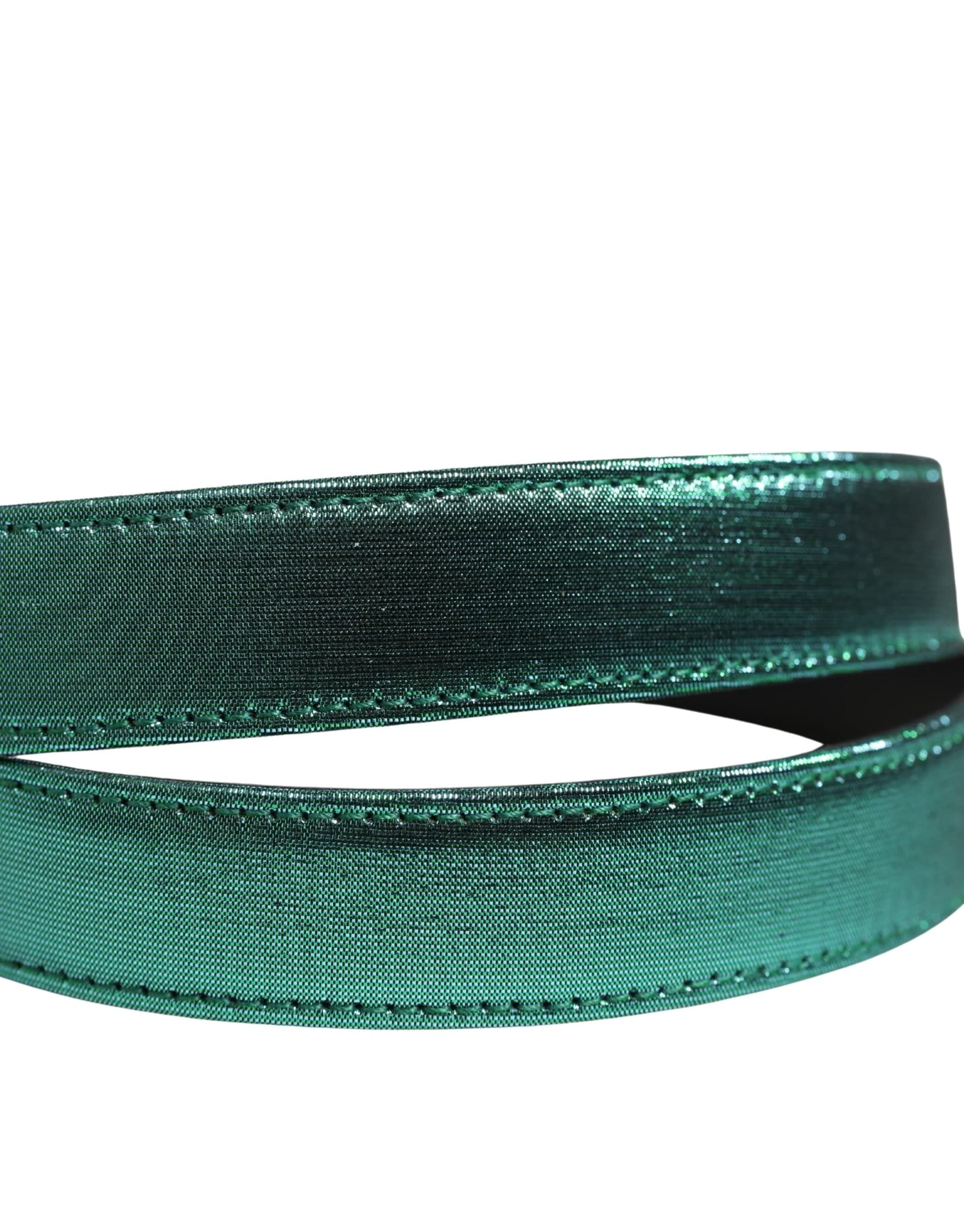 Dolce & Gabbana Men Green Lurex Polyester Metal Buckle Belt - 5