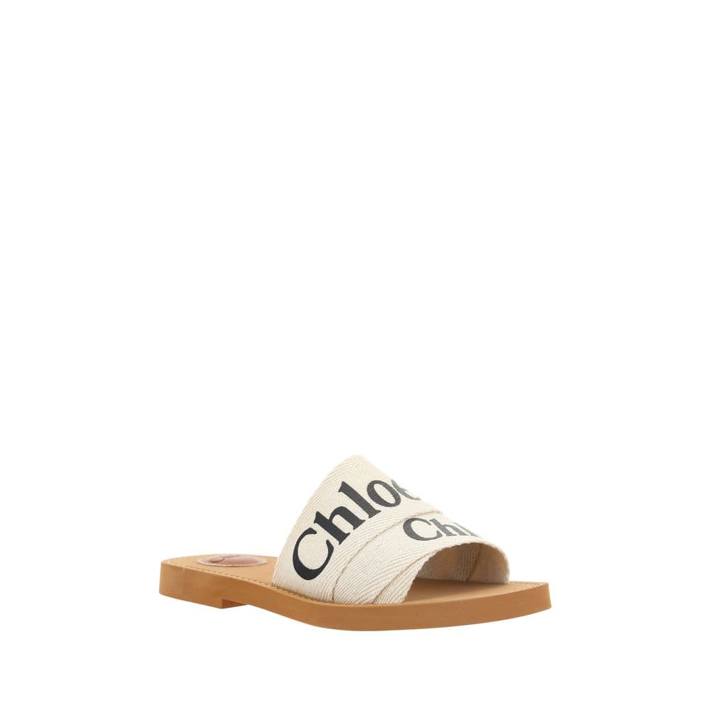 Chloé White Cotton Flat Sandals - 2