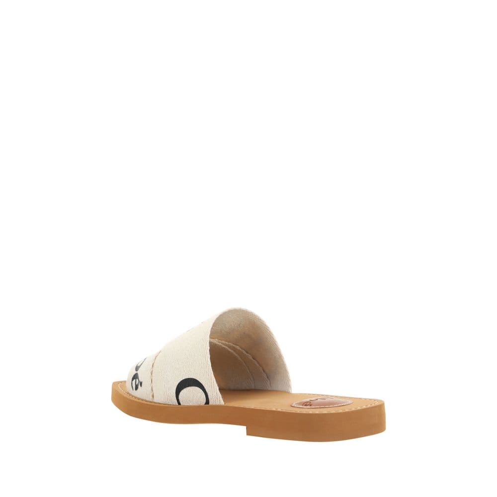 Chloé White Cotton Flat Sandals - 3