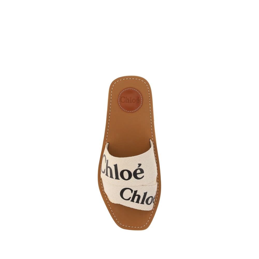 Chloé White Cotton Flat Sandals - 4