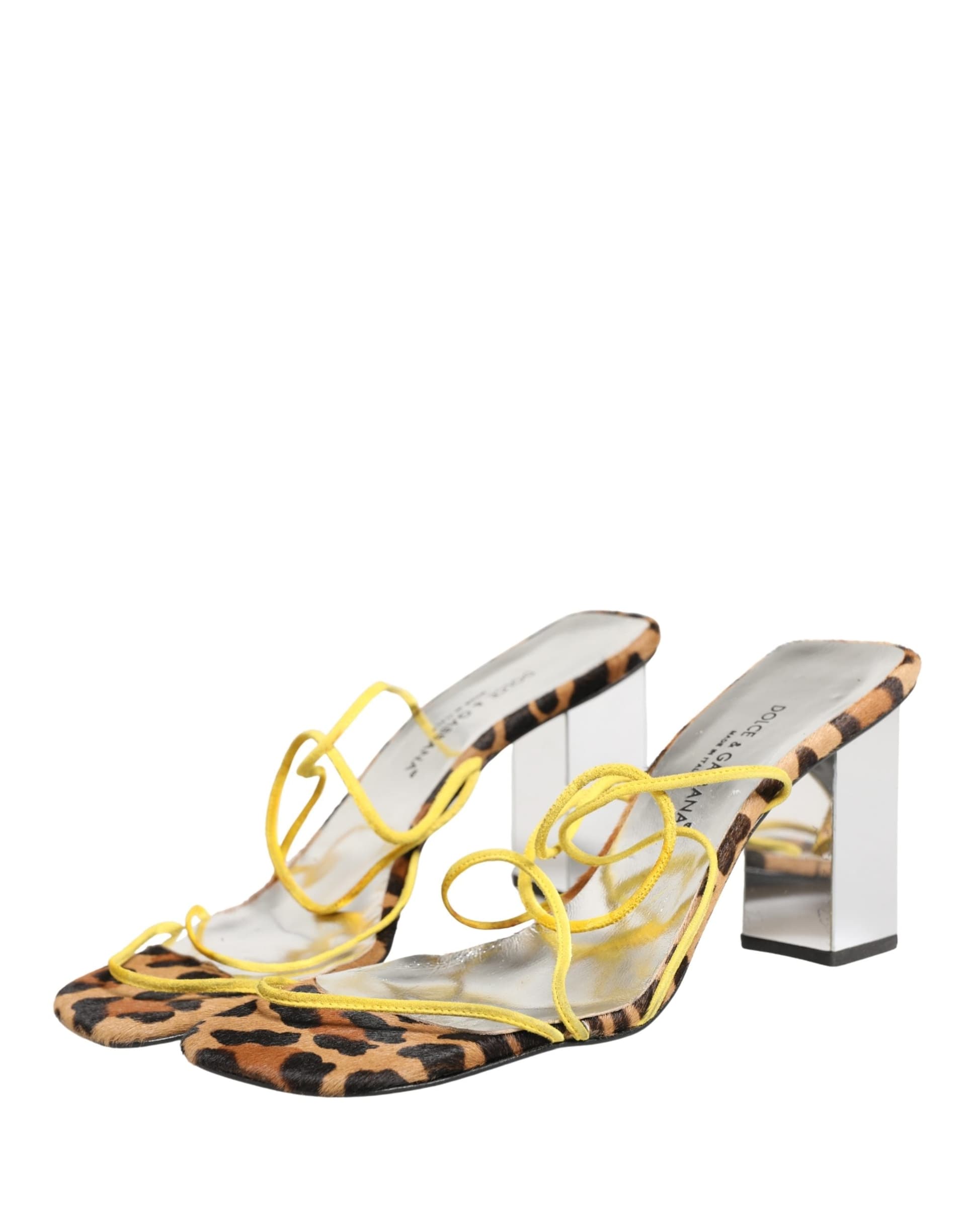 Dolce & Gabbana Multicolor Leather Block Heels Sandals Shoes - 6