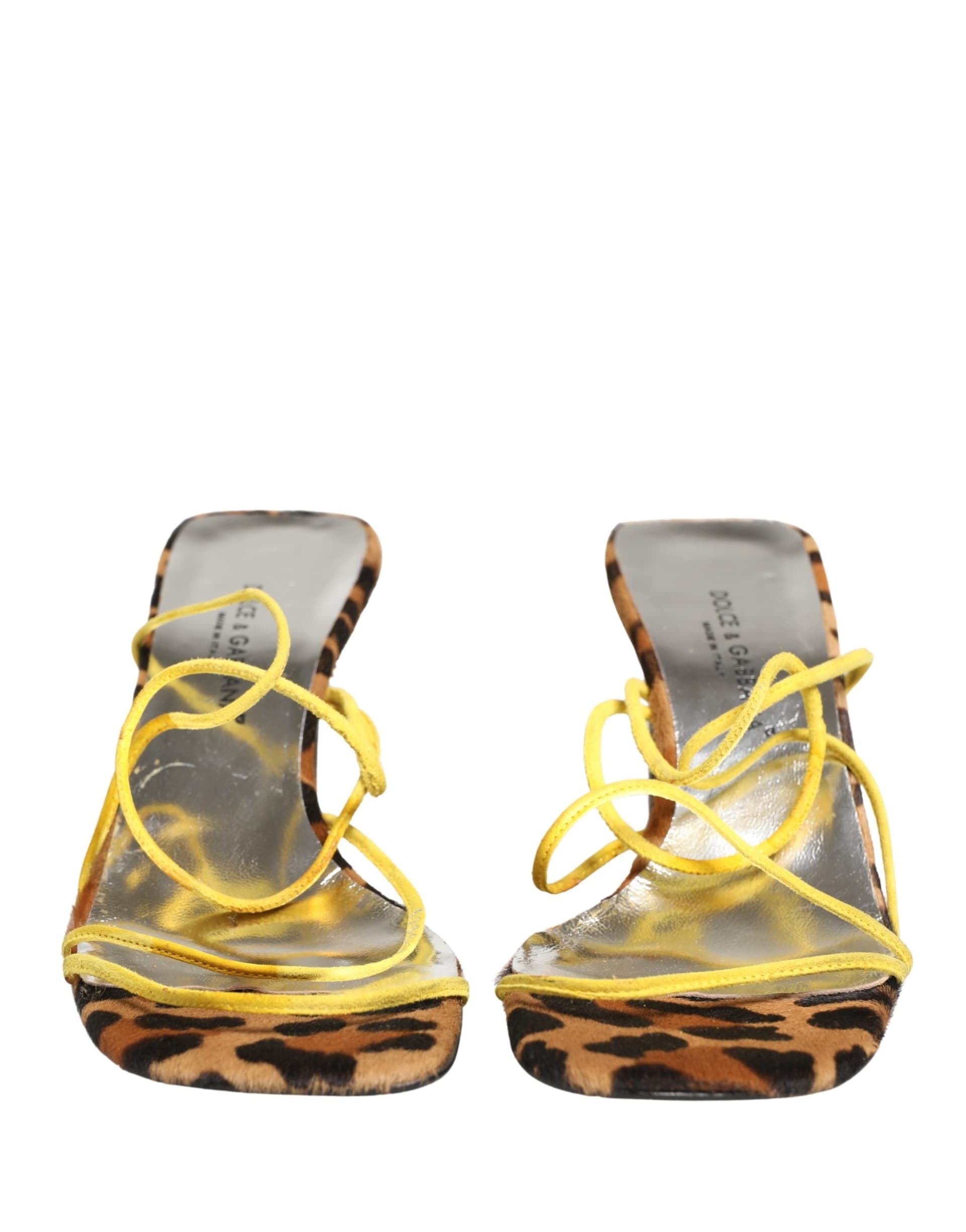 Dolce & Gabbana Multicolor Leather Block Heels Sandals Shoes - 8