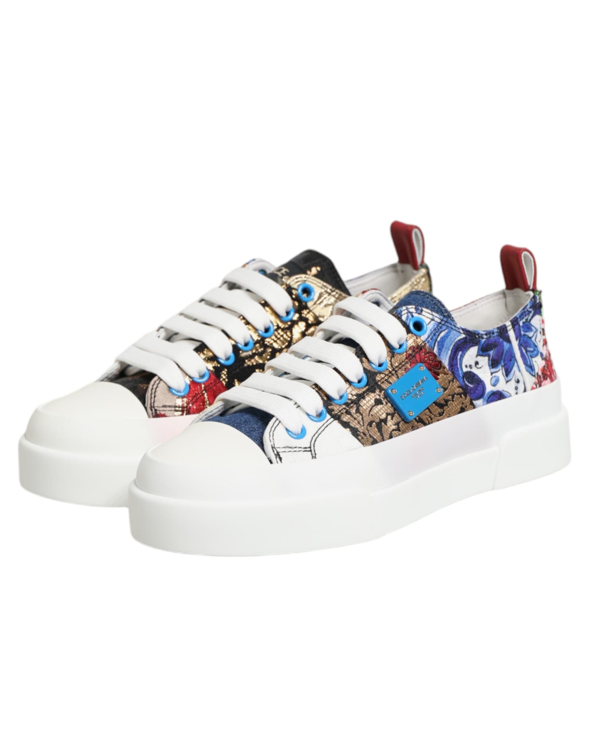 Dolce & Gabbana Multicolor Patchwork Low Top Sneakers Shoes - 3