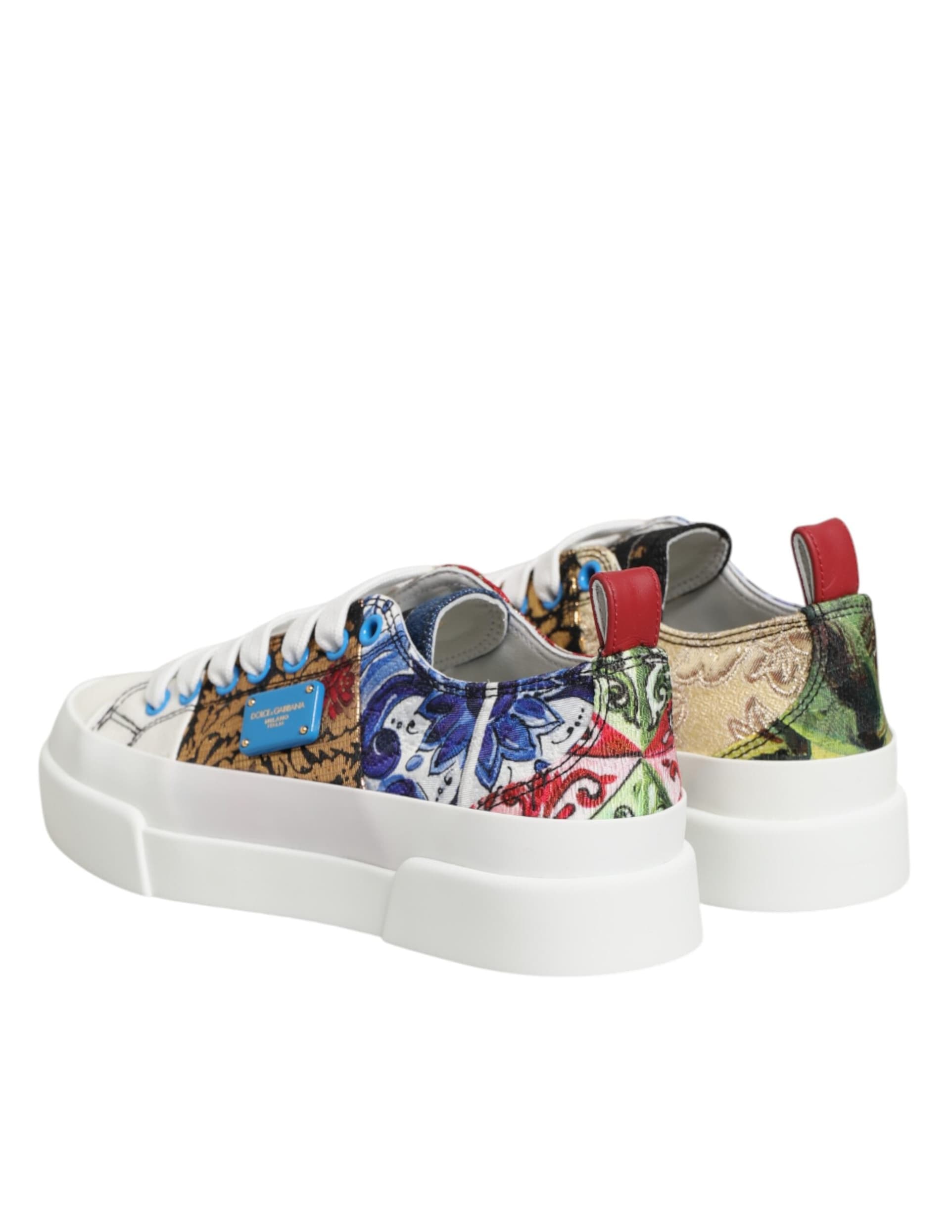 Dolce & Gabbana Multicolor Patchwork Low Top Sneakers Shoes - 4
