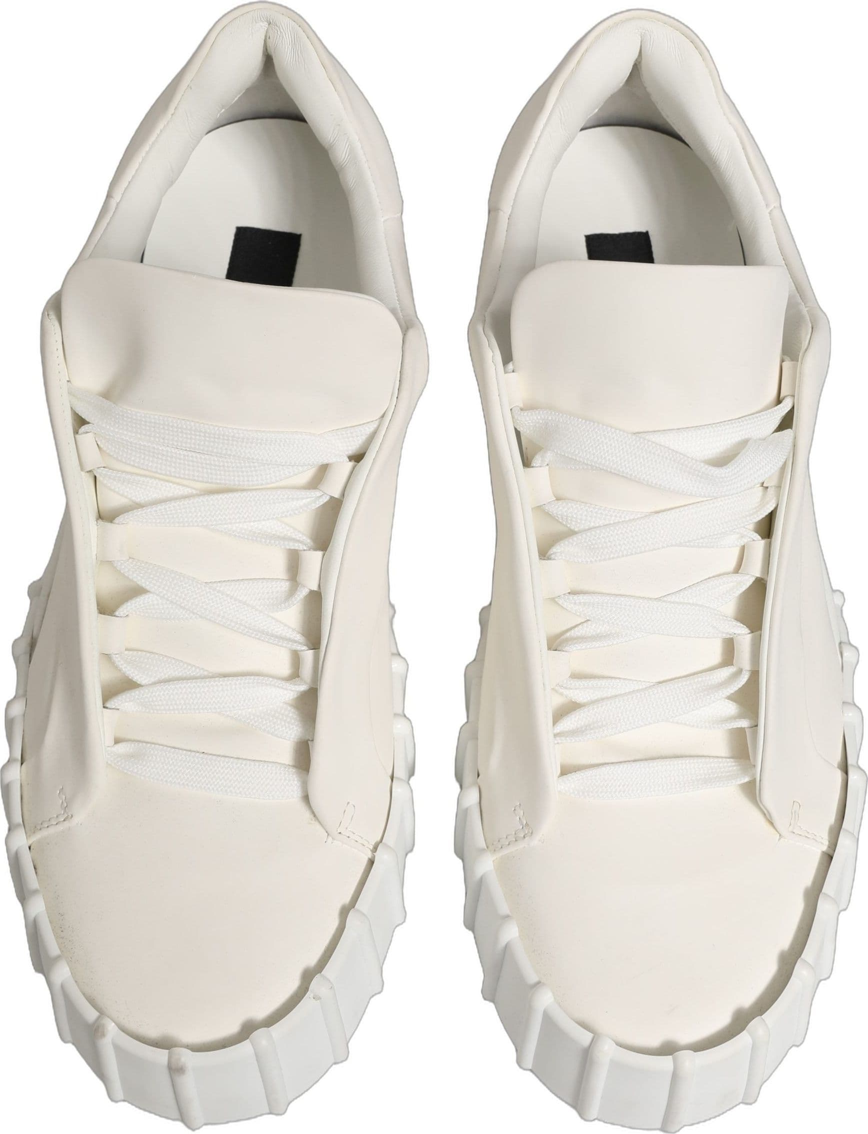 Dolce & Gabbana White Leather Low Top Lace Up Sneakers Shoes - 2