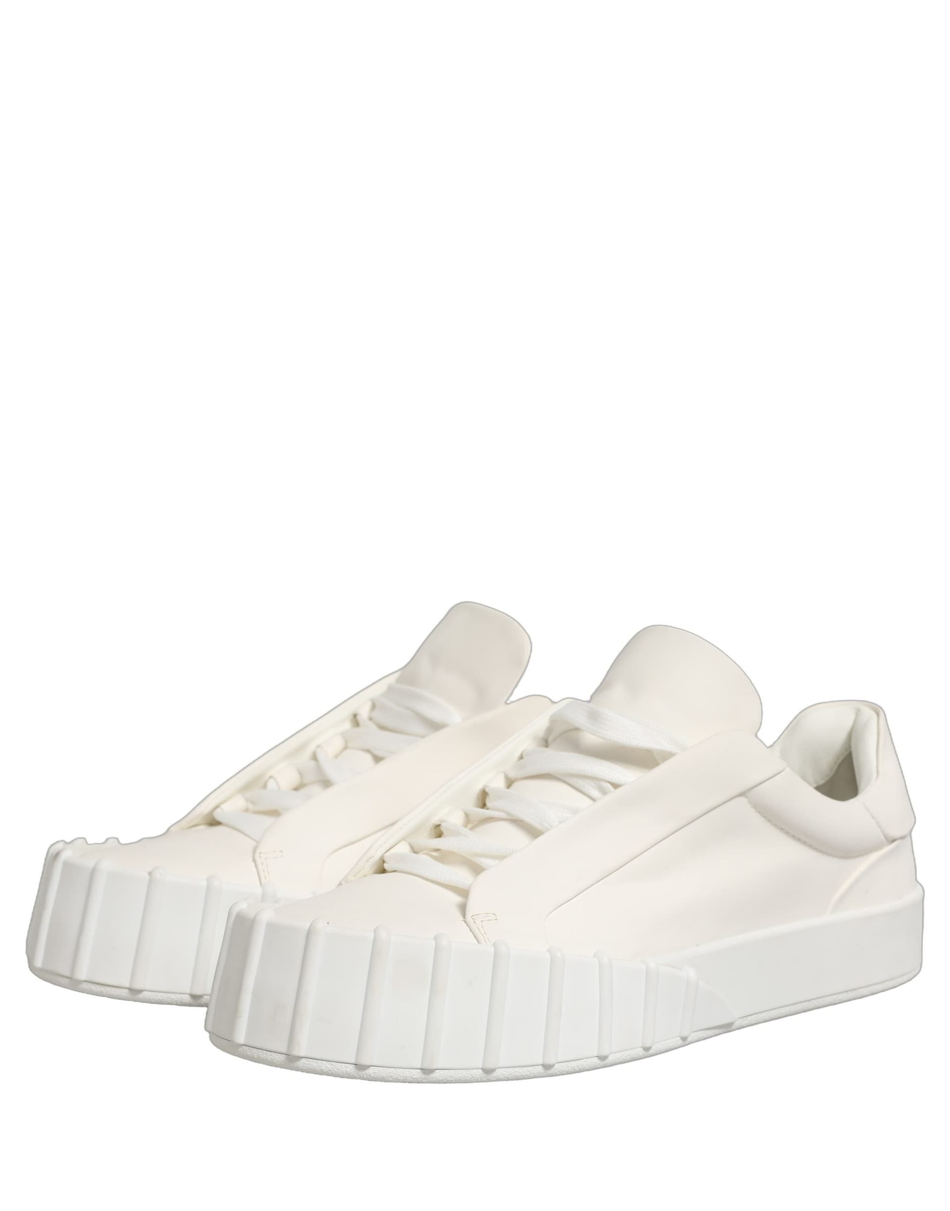 Dolce & Gabbana White Leather Low Top Lace Up Sneakers Shoes - 3