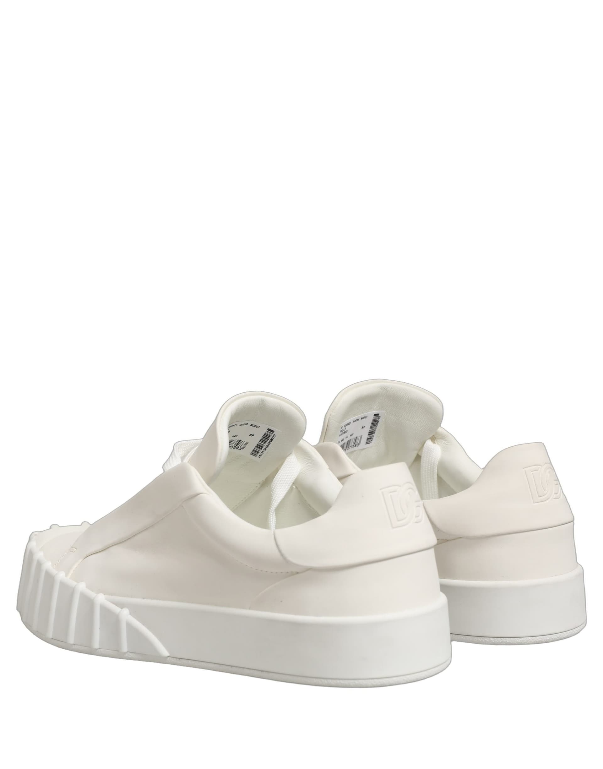 Dolce & Gabbana White Leather Low Top Lace Up Sneakers Shoes - 4