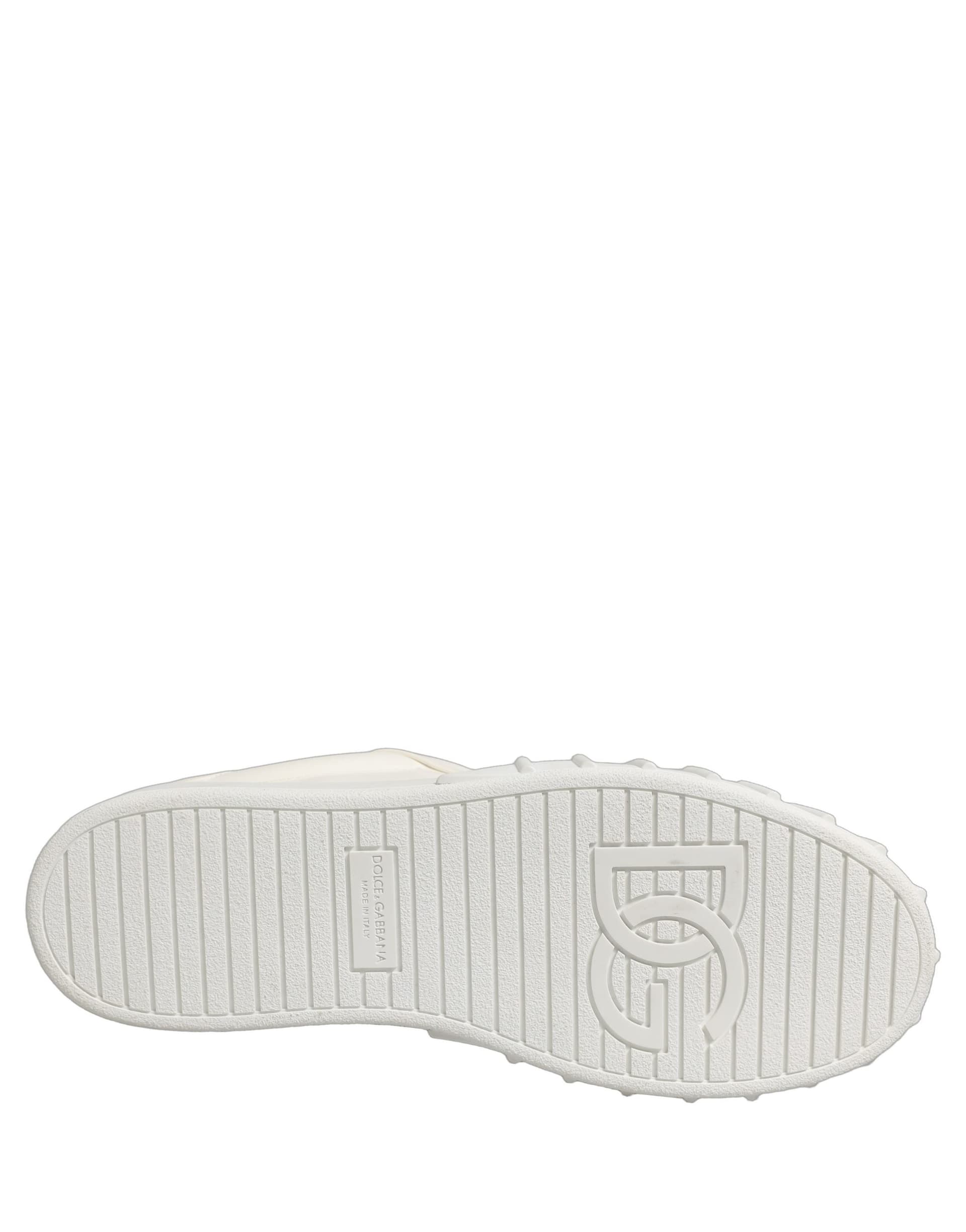 Dolce & Gabbana White Leather Low Top Lace Up Sneakers Shoes - 8
