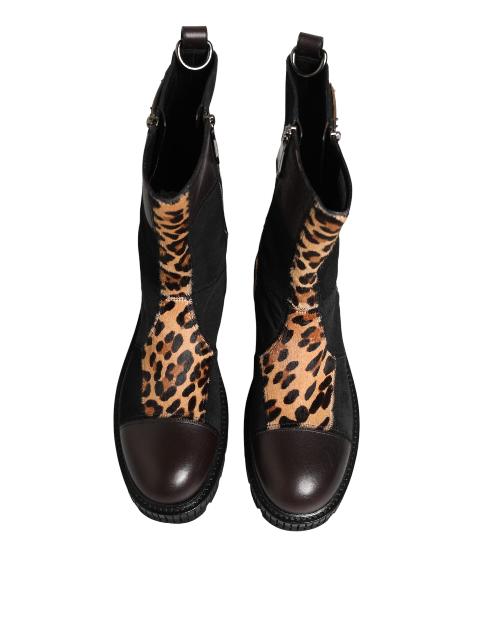 Dolce & Gabbana Multicolor Leopard Mid Calf Boots Shoes - 2