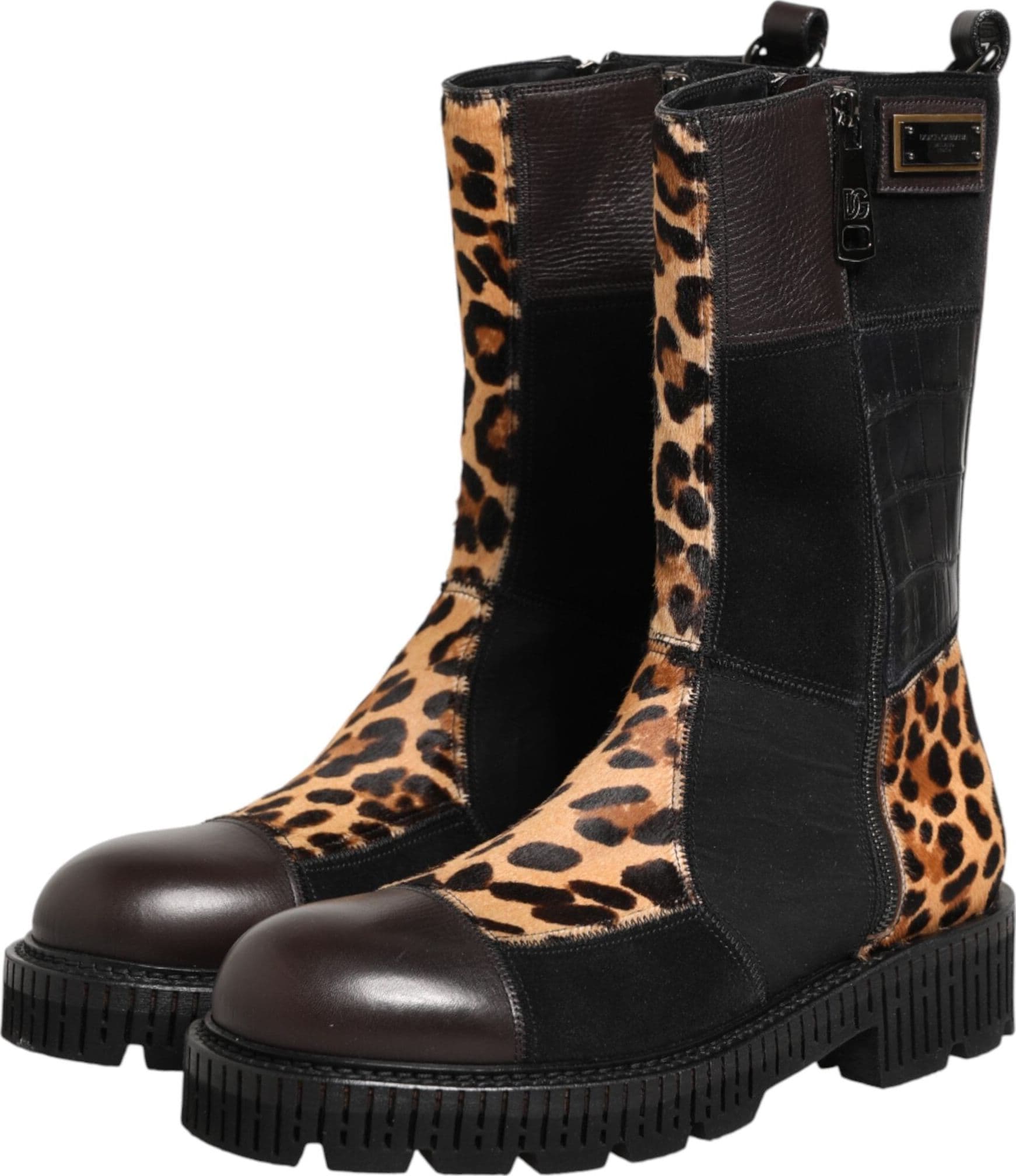 Dolce & Gabbana Multicolor Leopard Mid Calf Boots Shoes - 3
