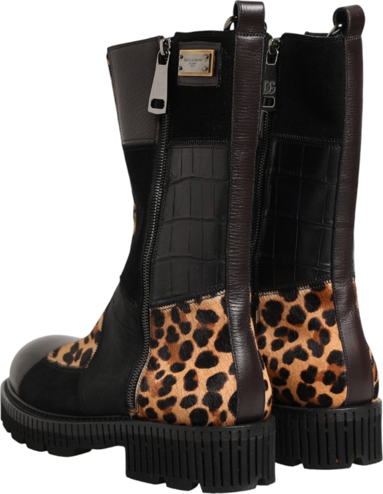 Dolce & Gabbana Multicolor Leopard Mid Calf Boots Shoes - 4
