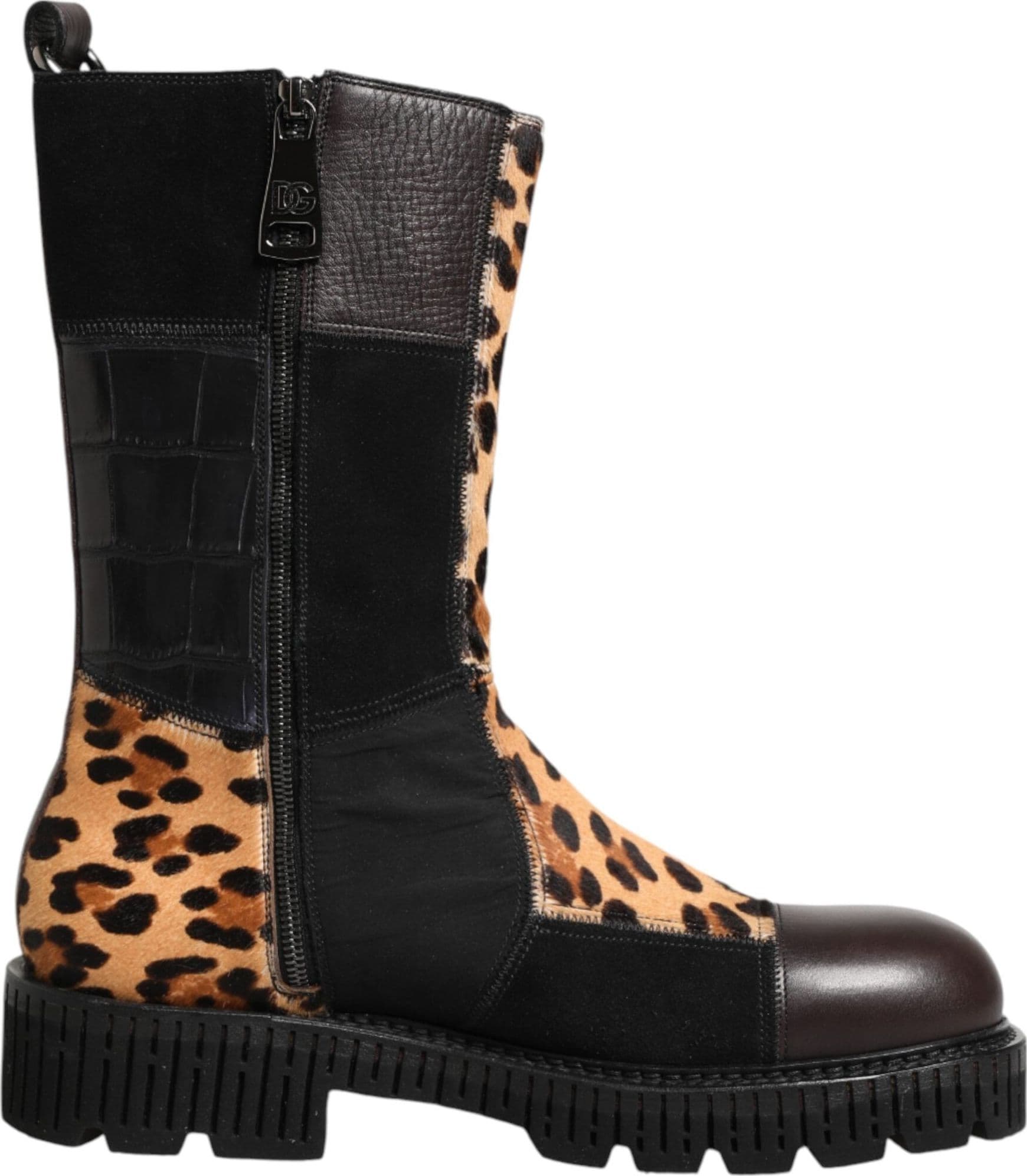 Dolce & Gabbana Multicolor Leopard Mid Calf Boots Shoes - 7