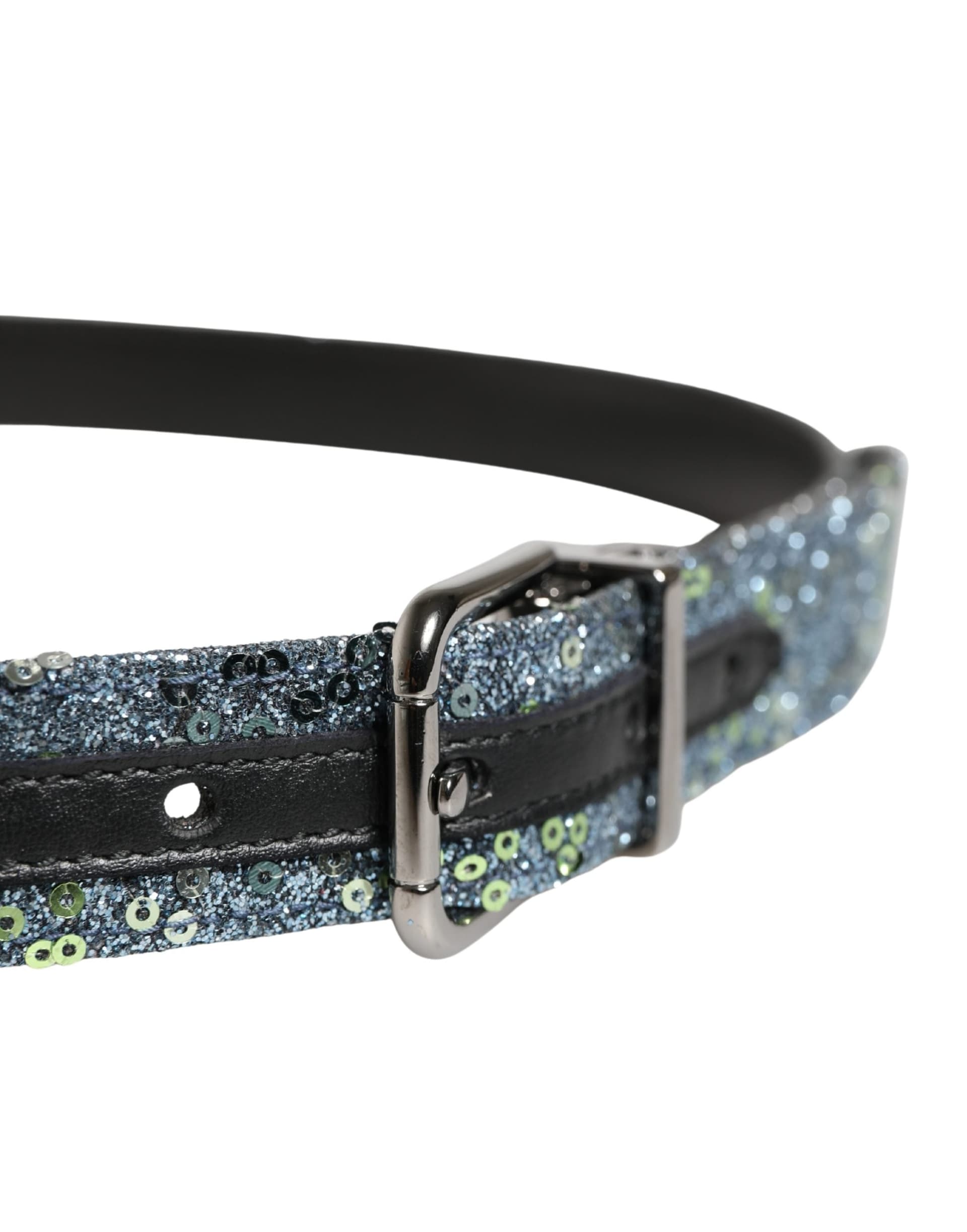 Dolce & Gabbana Men Multicolor Sequin Silver Metal Buckle Belt - 4