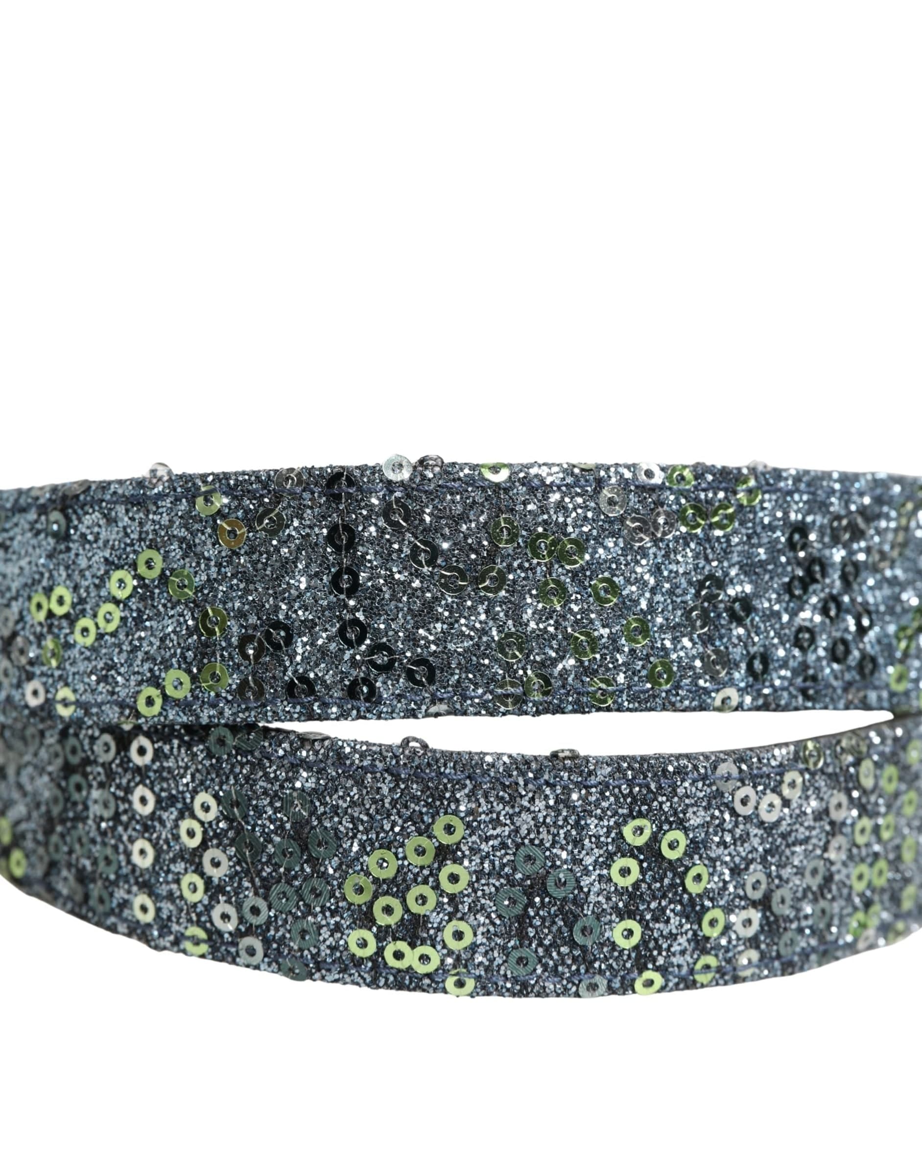 Dolce & Gabbana Men Multicolor Sequin Silver Metal Buckle Belt - 6