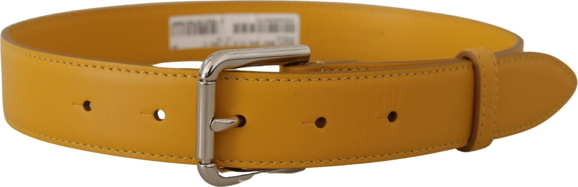 Dolce & Gabbana Yellow Leather Silver Tone Logo Metal Buckle Belt - 3