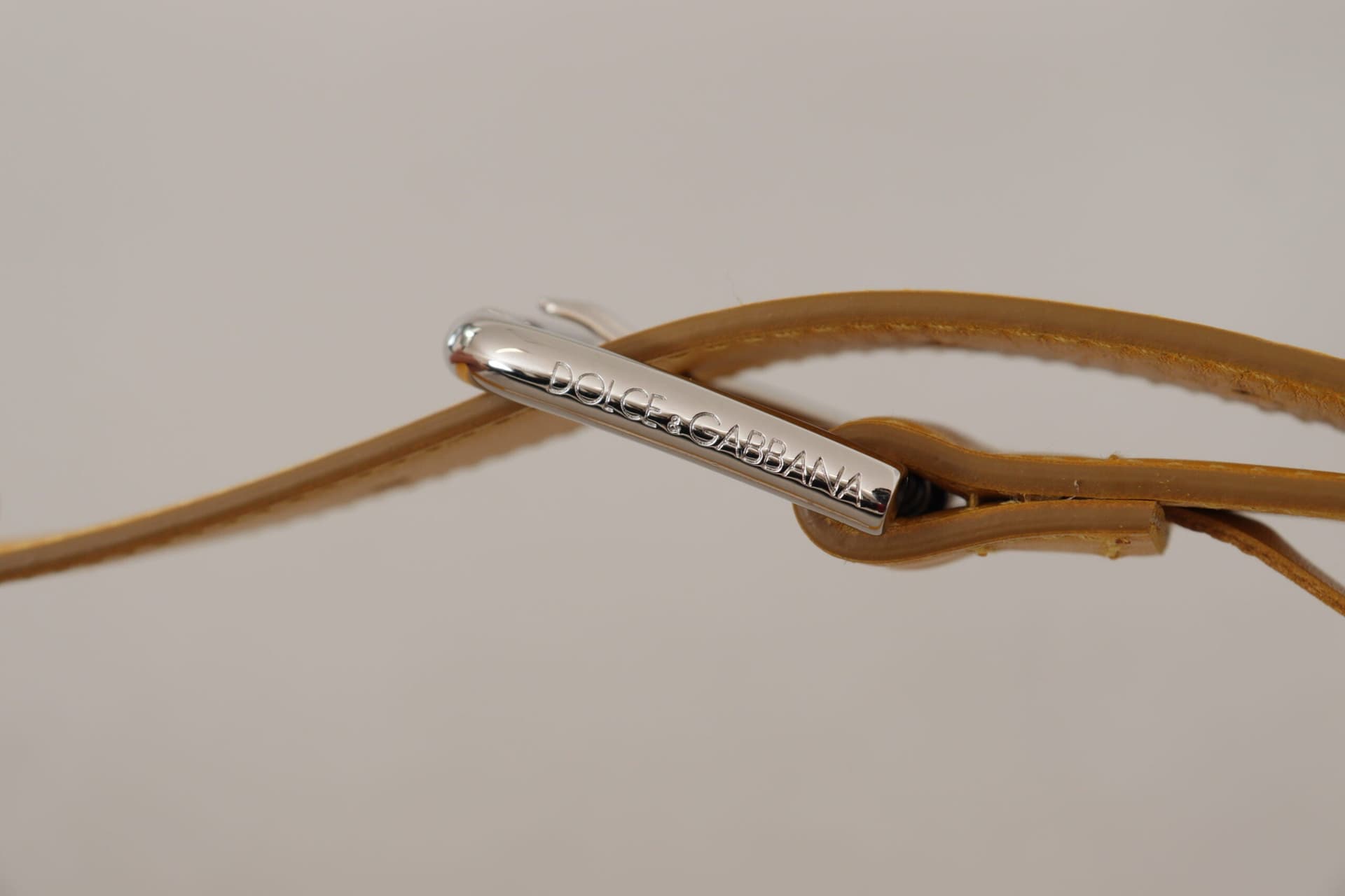 Dolce & Gabbana Yellow Leather Silver Tone Logo Metal Buckle Belt - 6