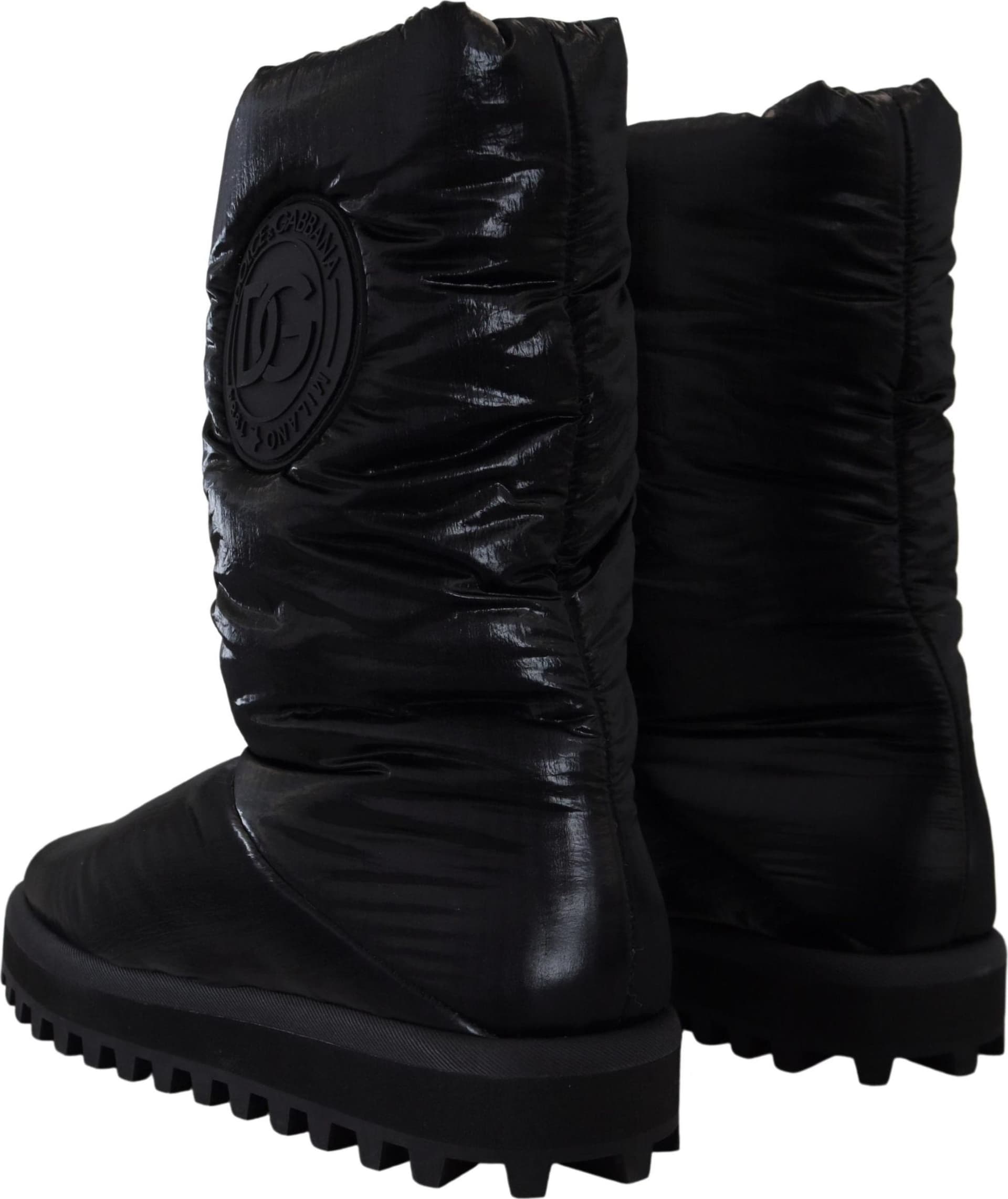 Dolce & Gabbana Black Boots Padded Mid Calf Winter Shoes - 7