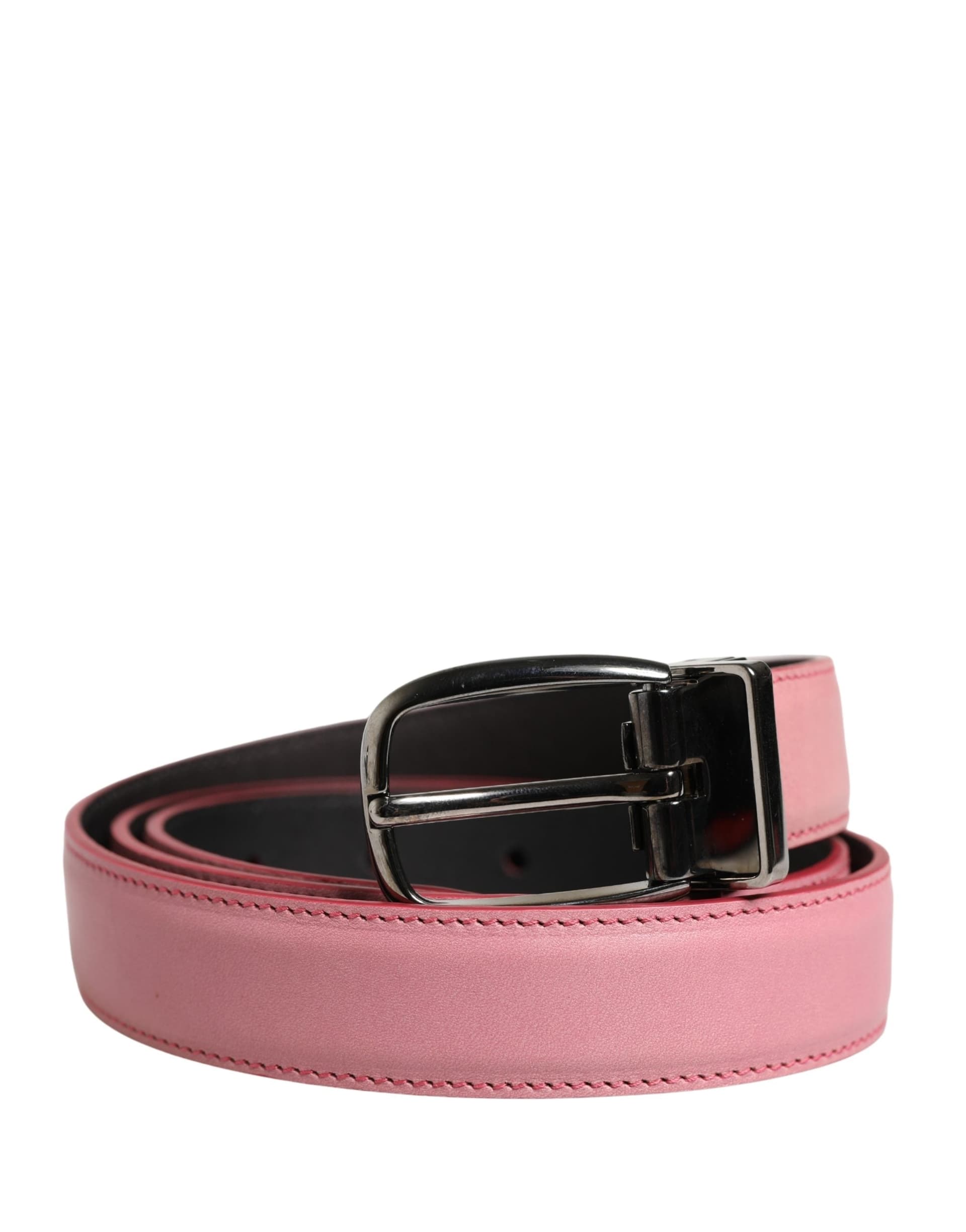 Dolce & Gabbana Men Pink Classic Leather Metal Buckle Belt - 2
