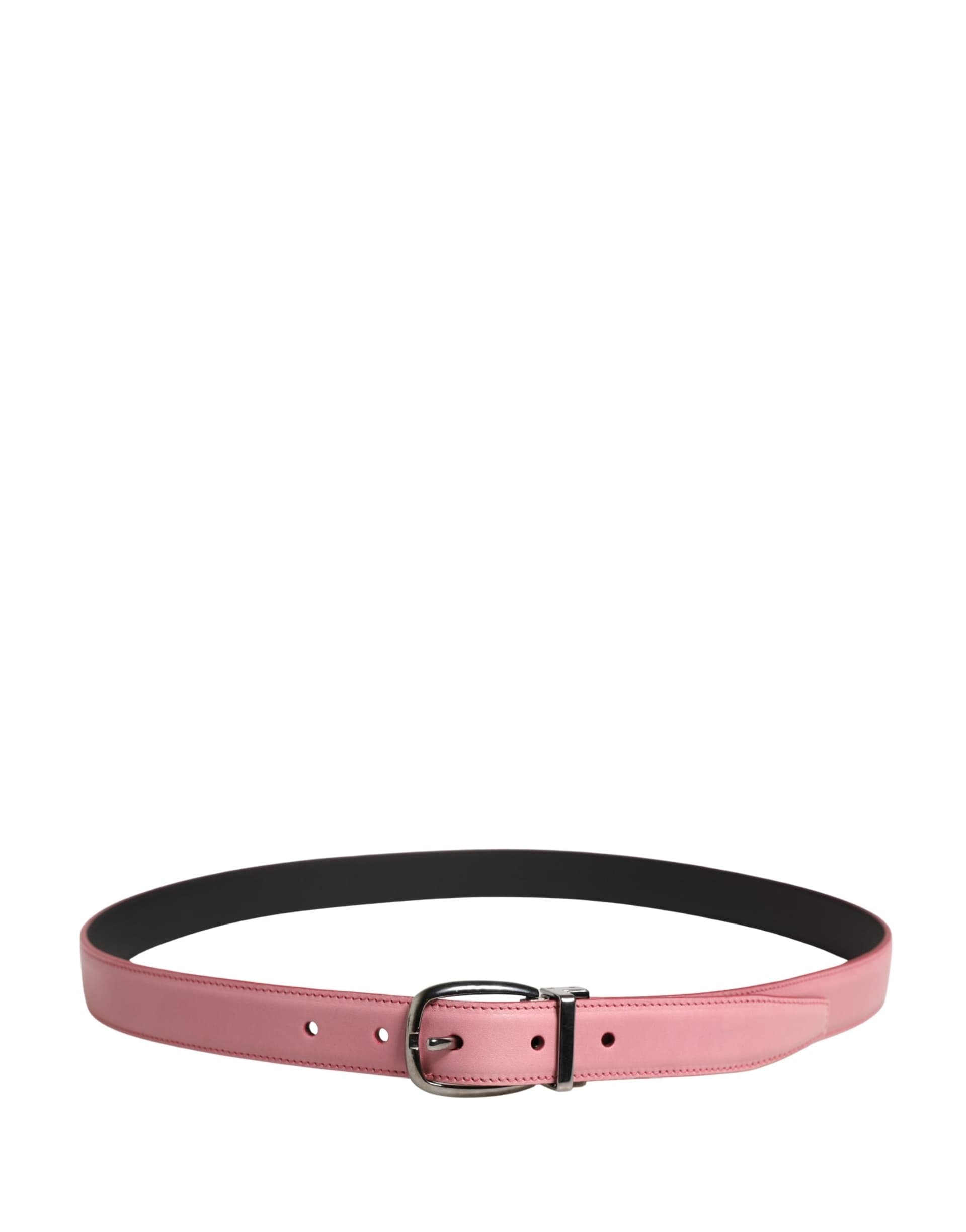 Dolce & Gabbana Men Pink Classic Leather Metal Buckle Belt - 3