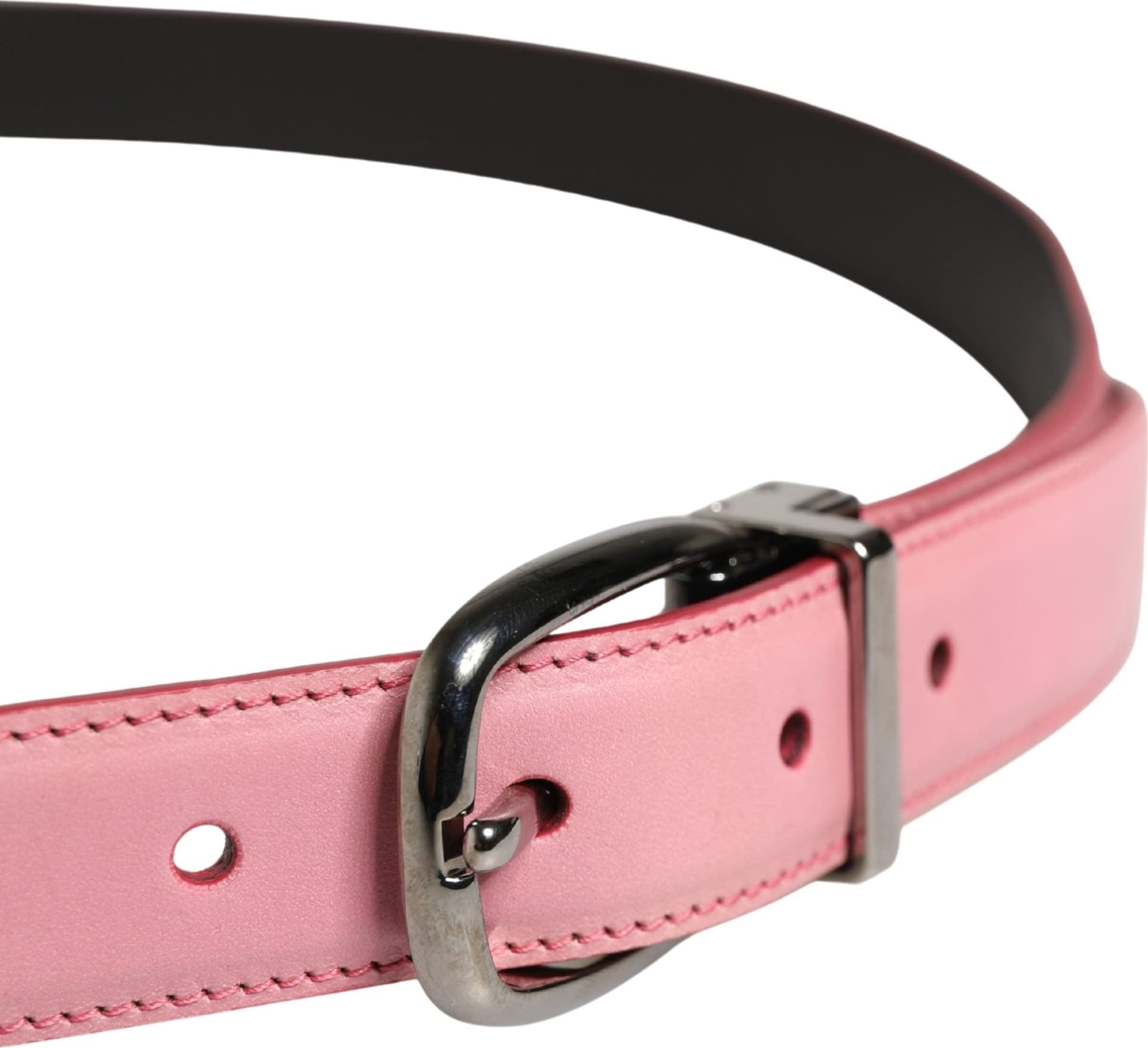 Dolce & Gabbana Men Pink Classic Leather Metal Buckle Belt - 4
