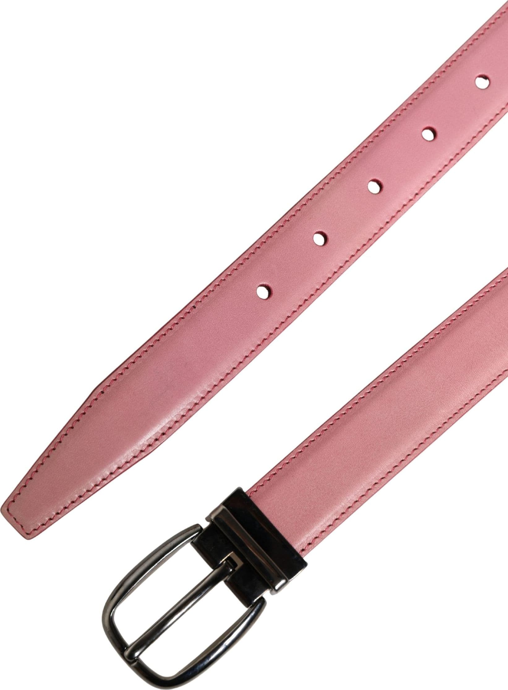 Dolce & Gabbana Men Pink Classic Leather Metal Buckle Belt - 7
