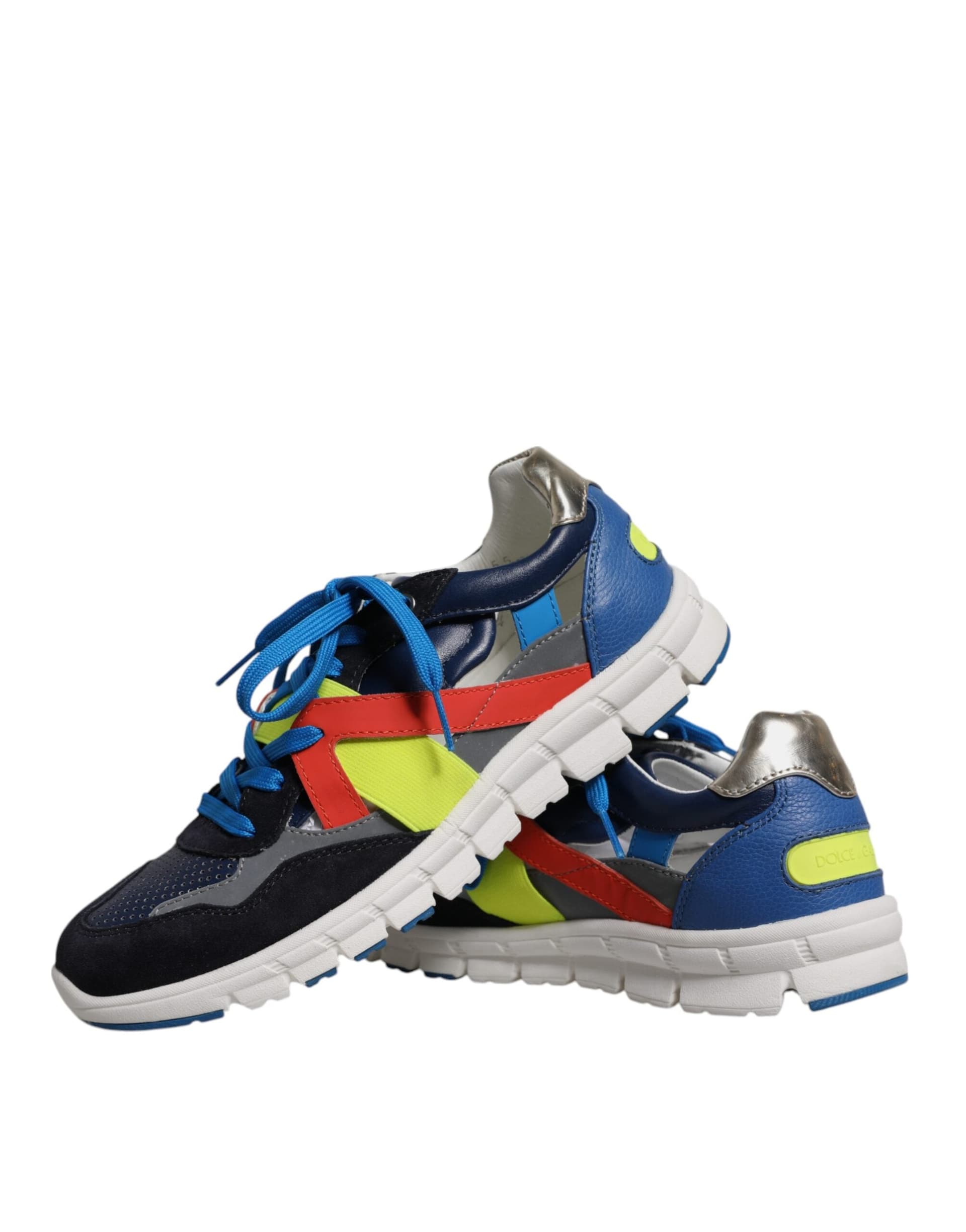 Dolce & Gabbana Multicolor Leather Suede Low Top Sneakers Shoes - 8