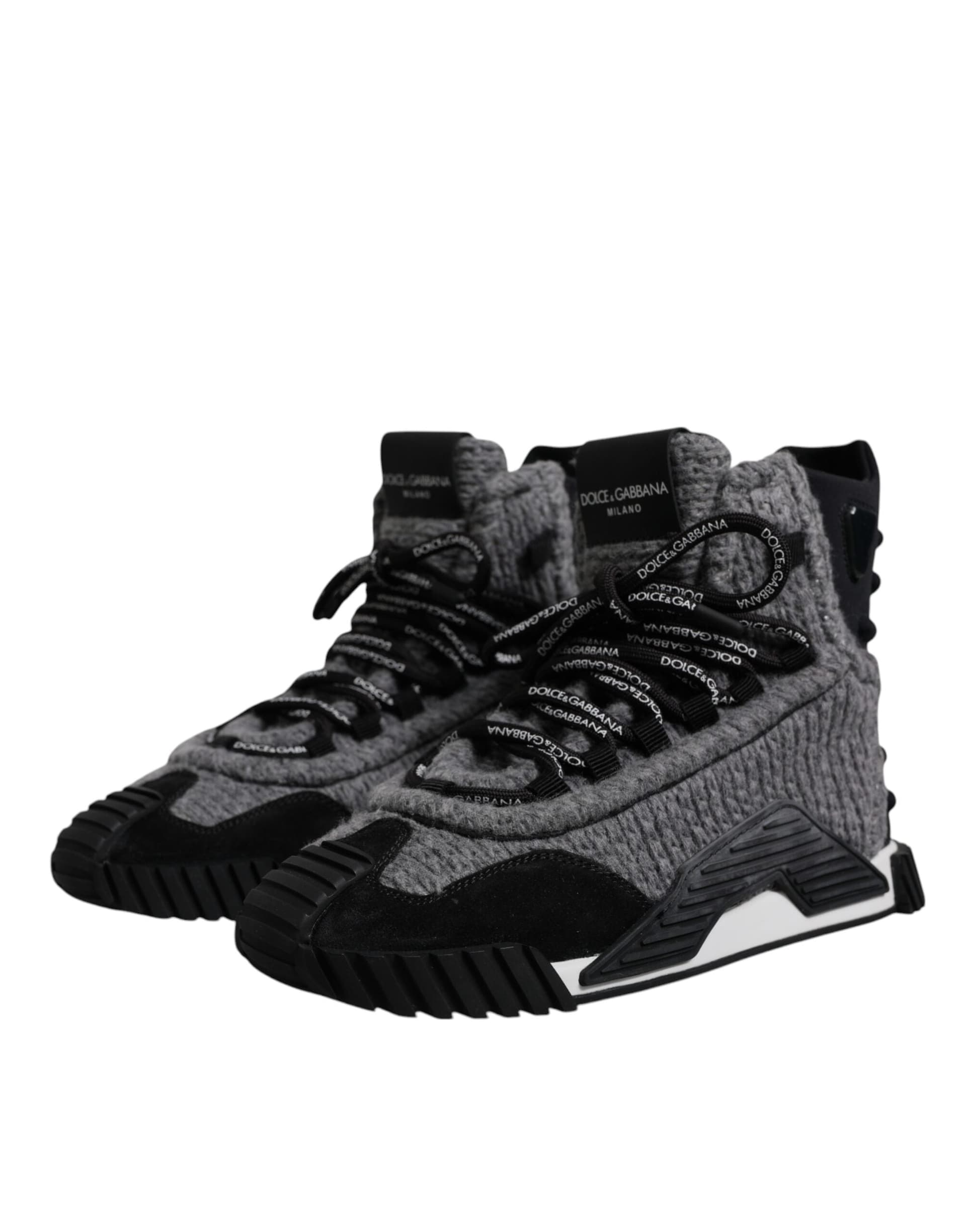 Dolce & Gabbana Gray Black NS1 High Top Boots Sneakers Shoes - 2