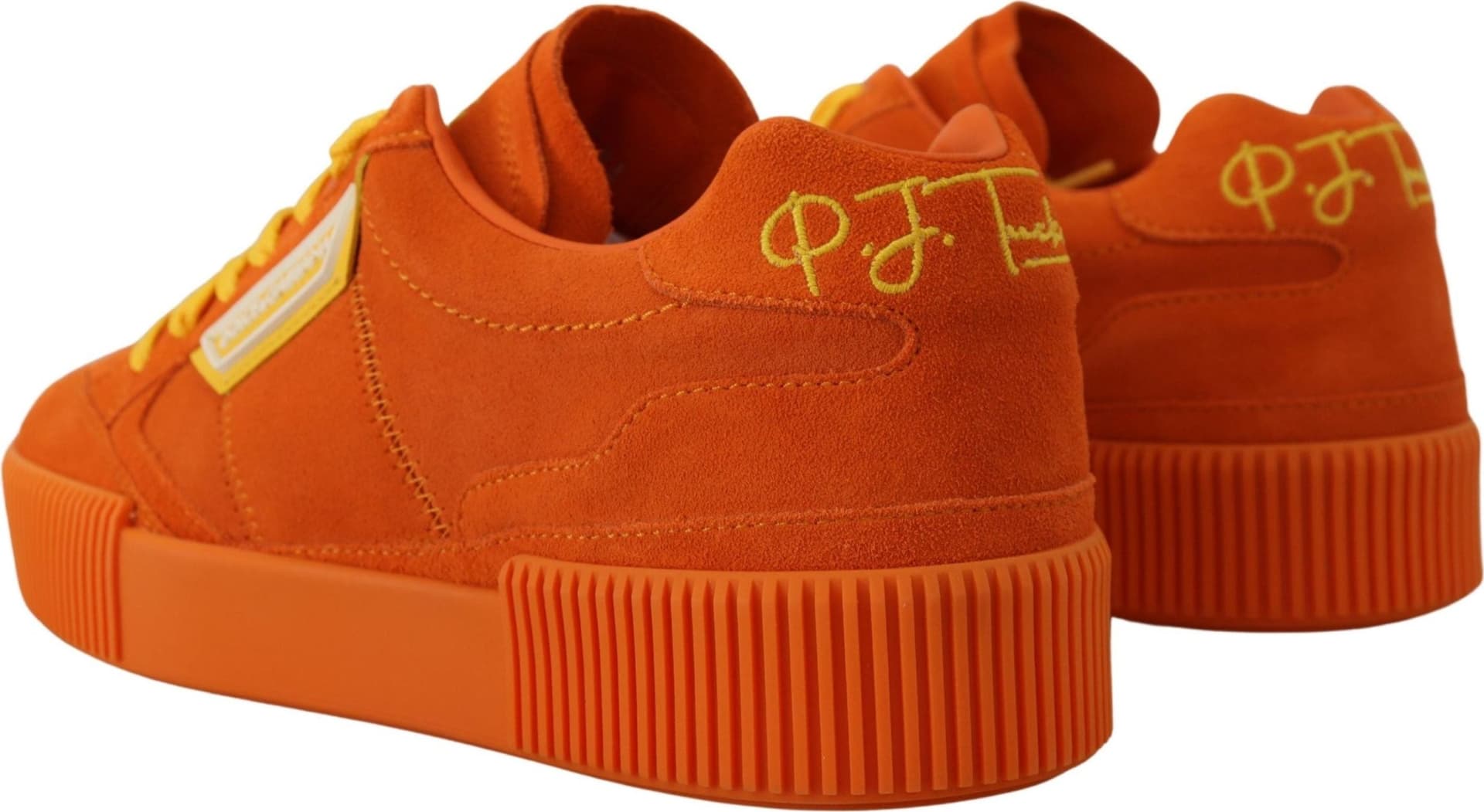 Dolce & Gabbana Orange Leather P.j. Tucker Sneakers Shoes - 3