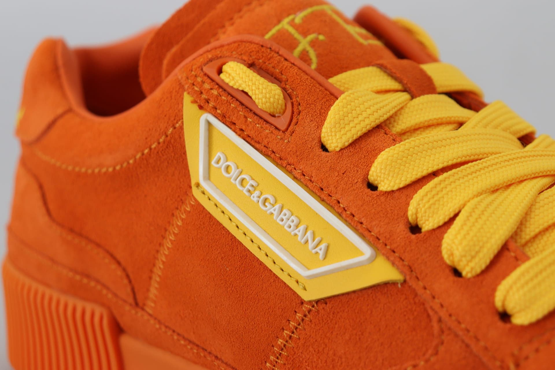 Dolce & Gabbana Orange Leather P.j. Tucker Sneakers Shoes - 7