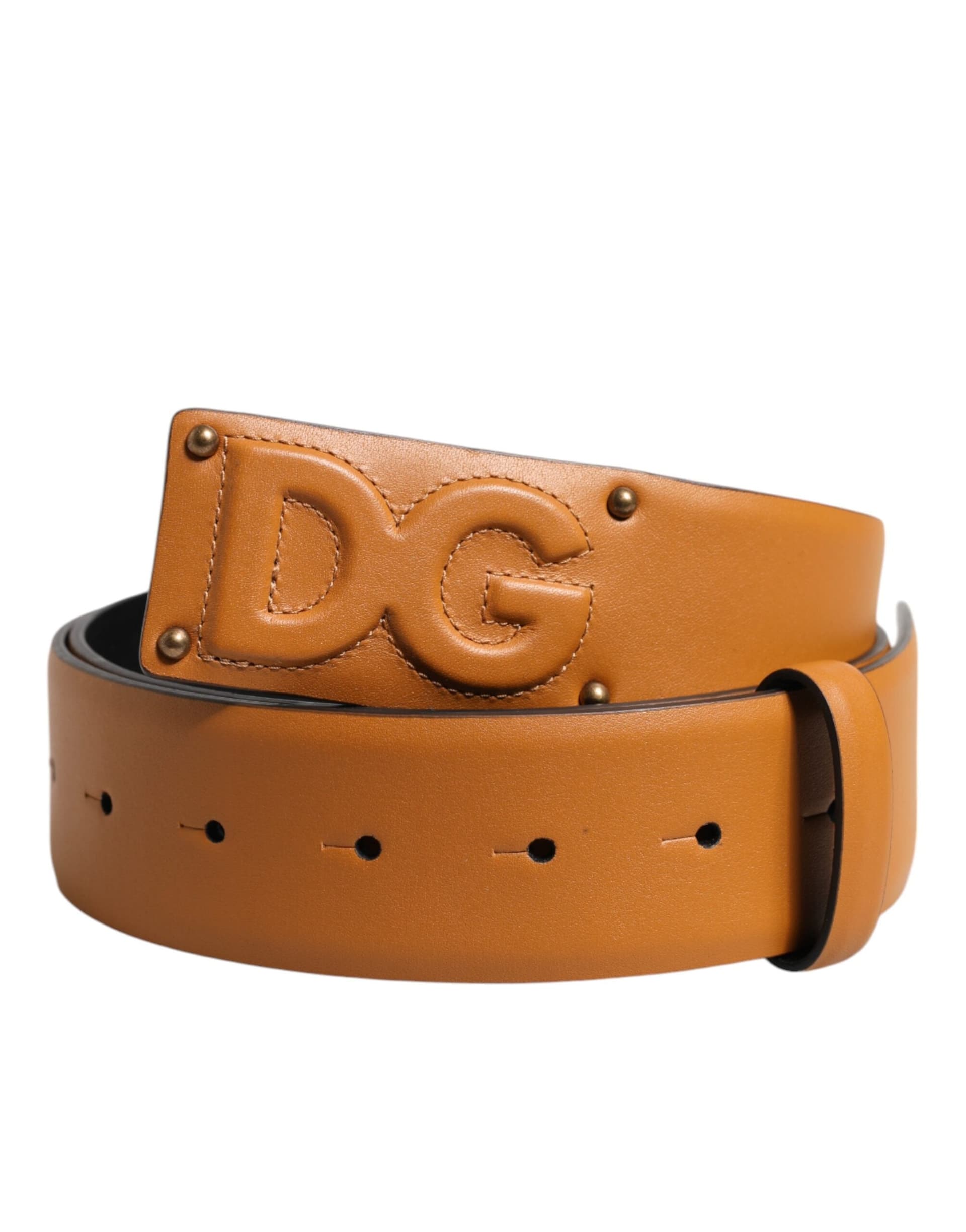 Dolce & Gabbana Brown Leather Buckle DG Logo Embossed Belt - 2