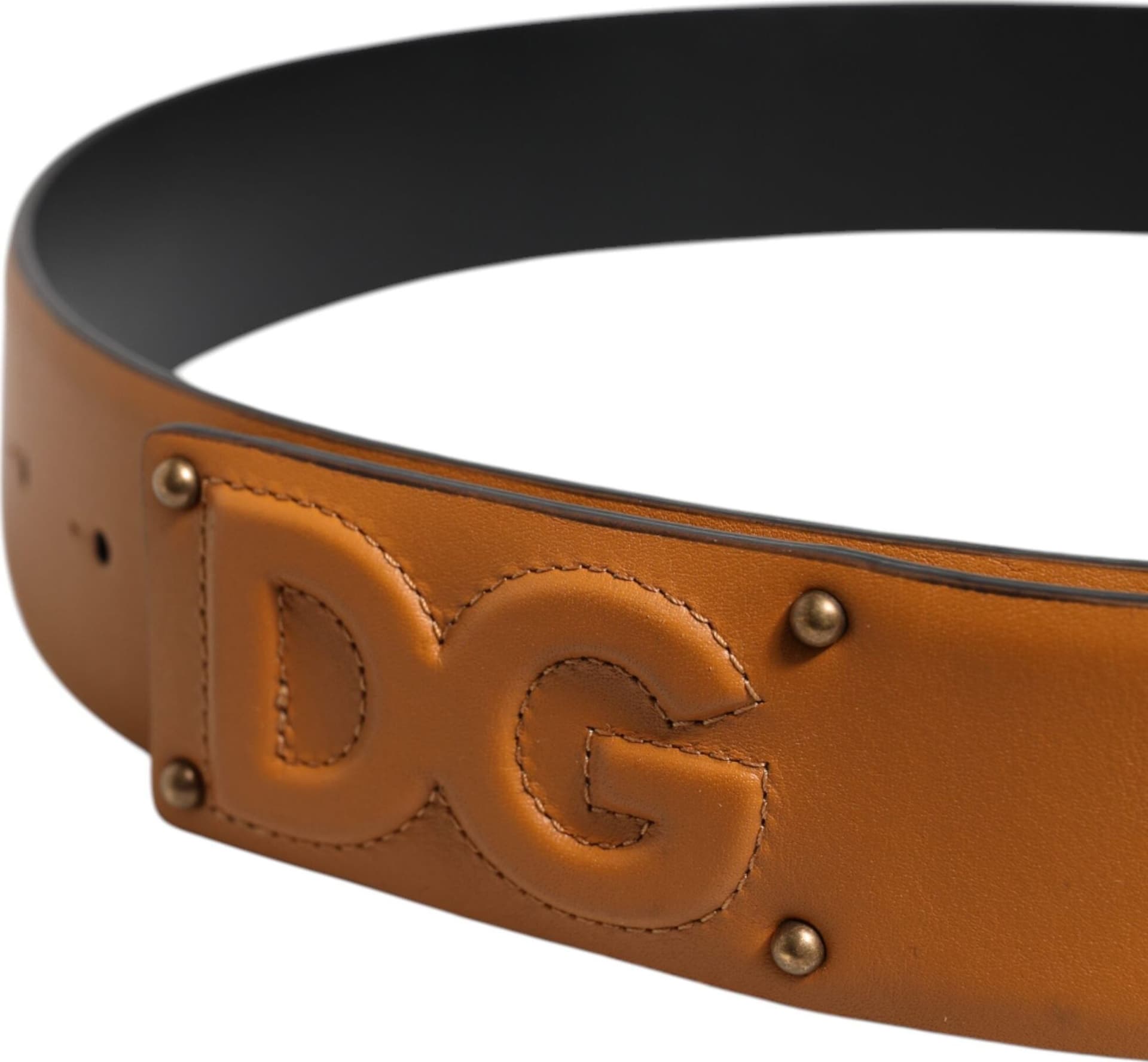 Dolce & Gabbana Brown Leather Buckle DG Logo Embossed Belt - 4