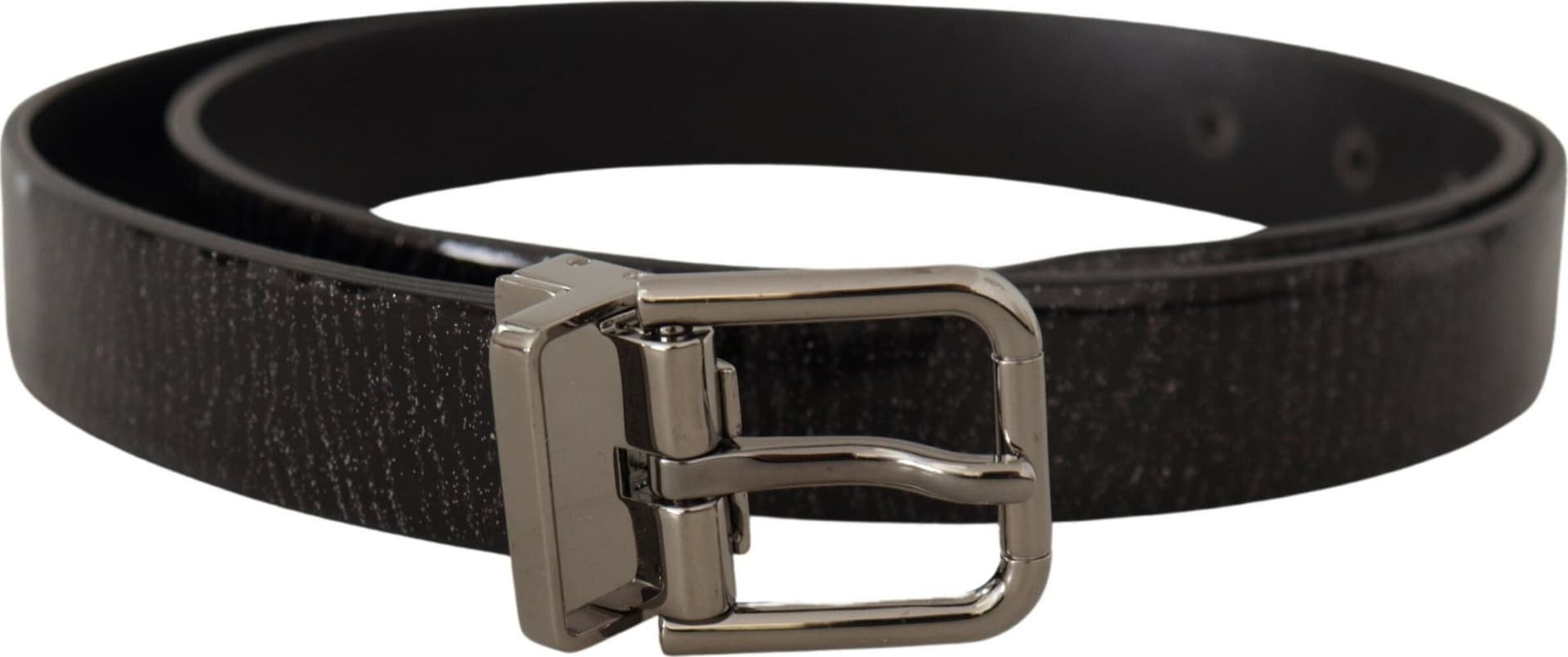 Dolce & Gabbana Black Leather Vernice Metal Buckle Belt - 3