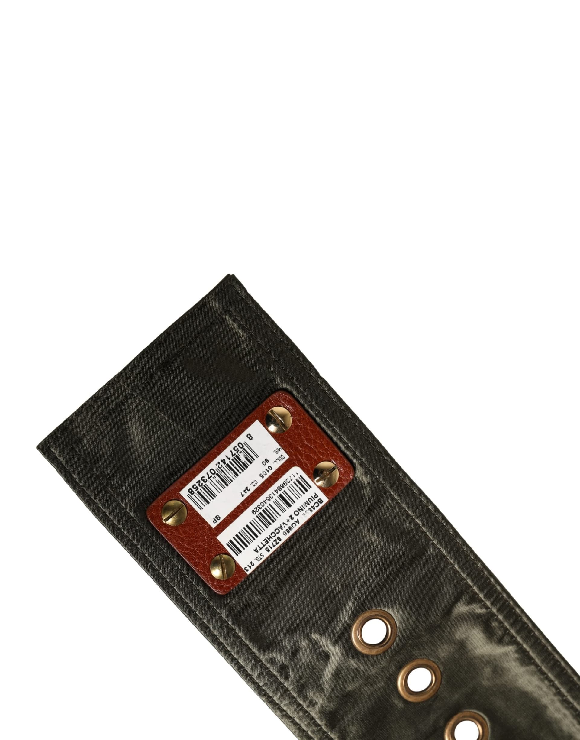 Dolce & Gabbana Men Black Wide Leather DG Metal Buckle Belt - 7