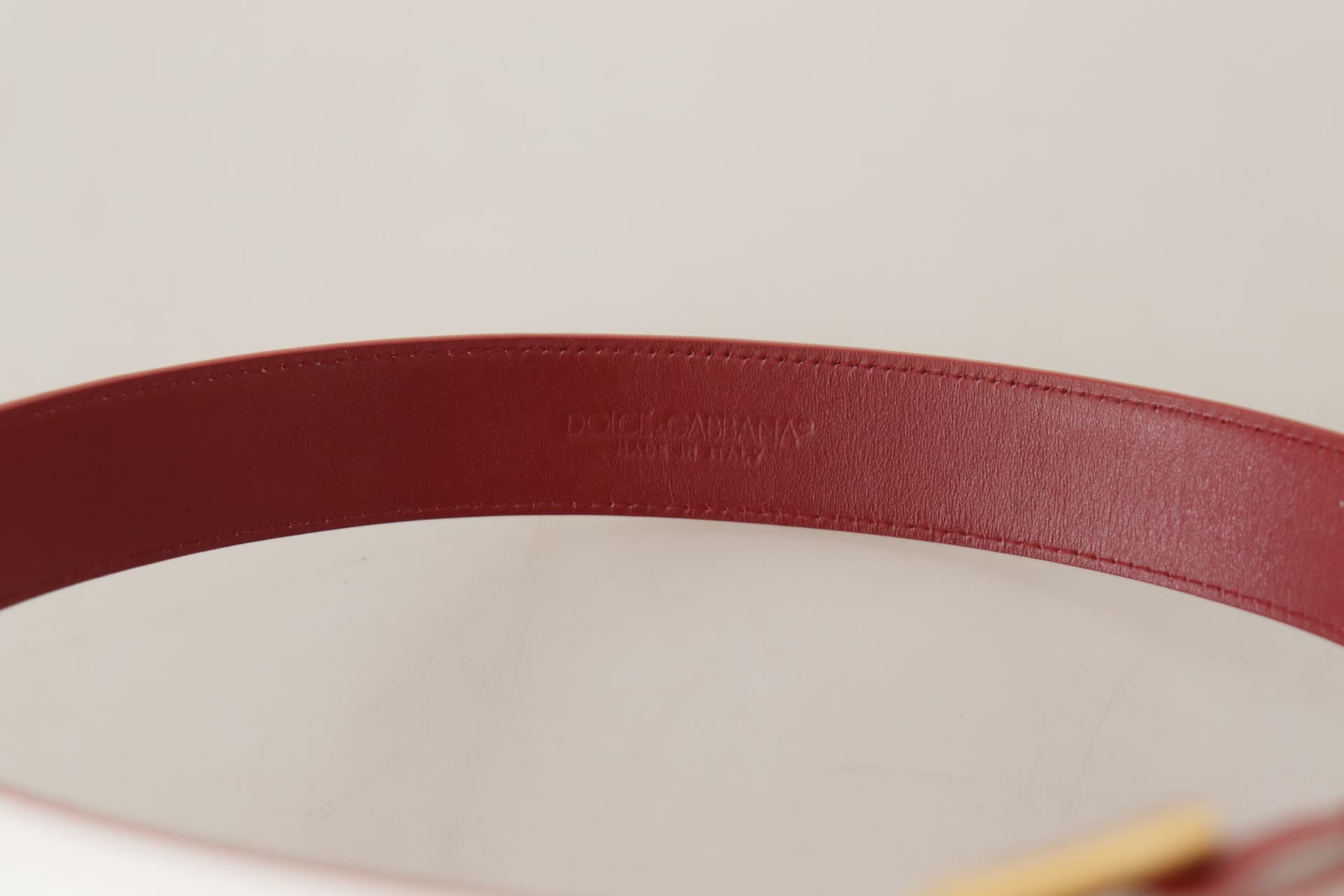 Dolce & Gabbana White Calf Leather Two-Toned Gold Metal Buckle Belt - 4