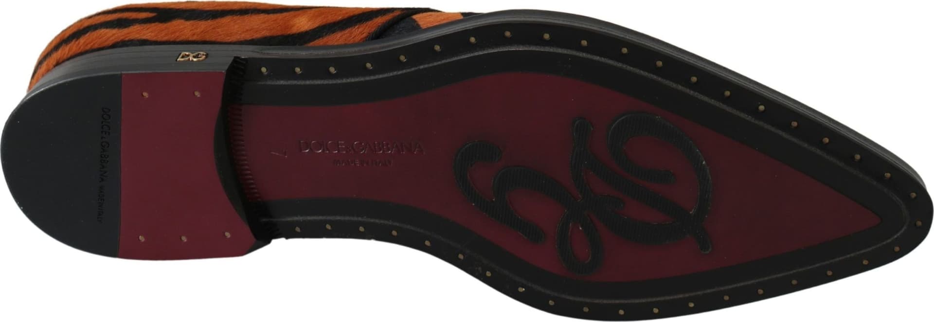 Dolce & Gabbana Orange Pony Hair Formal Dress Broque Shoes