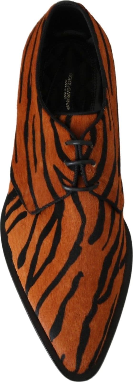 Dolce & Gabbana Orange Pony Hair Formal Dress Broque Shoes - 2