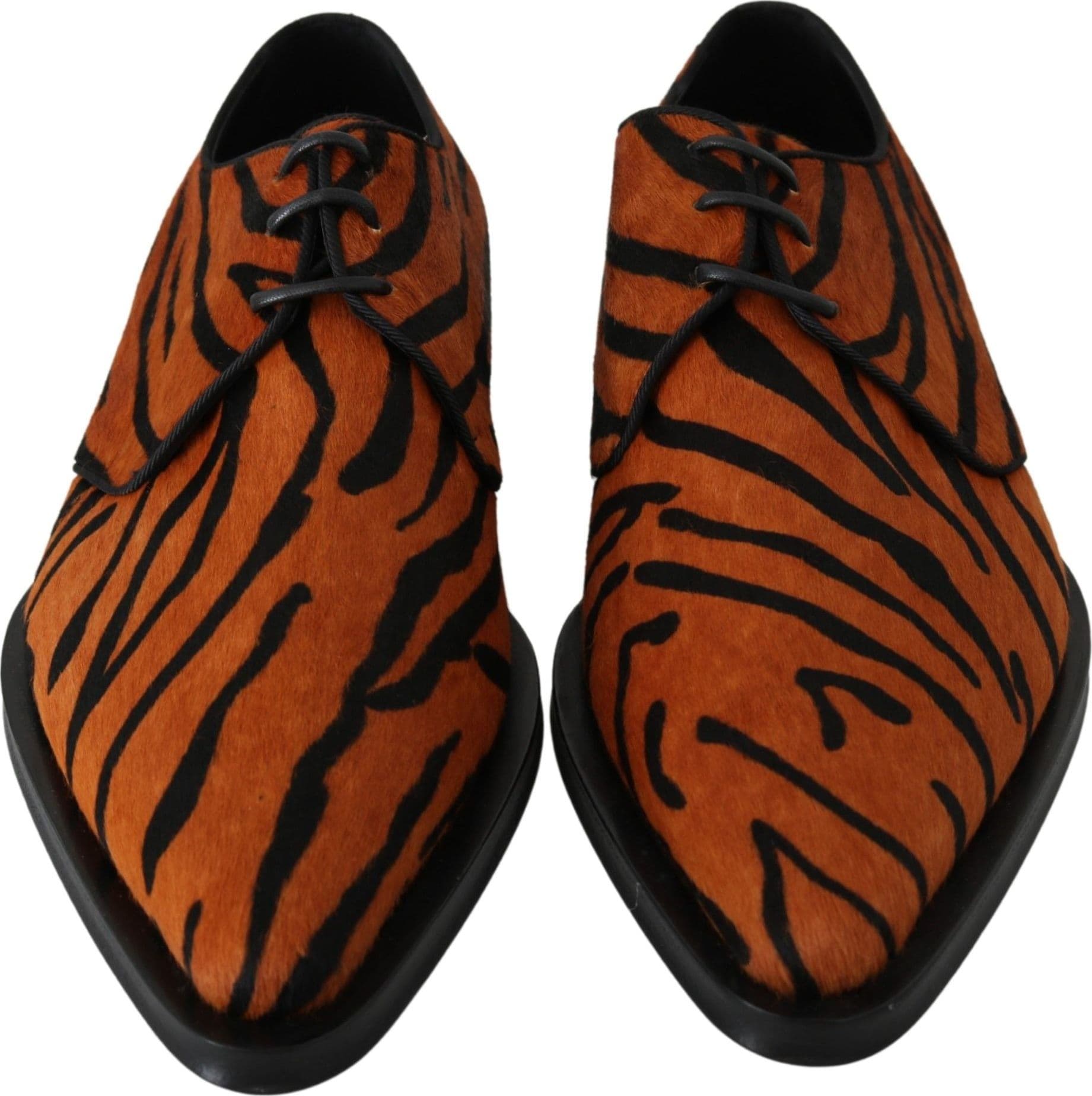 Dolce & Gabbana Orange Pony Hair Formal Dress Broque Shoes - 3