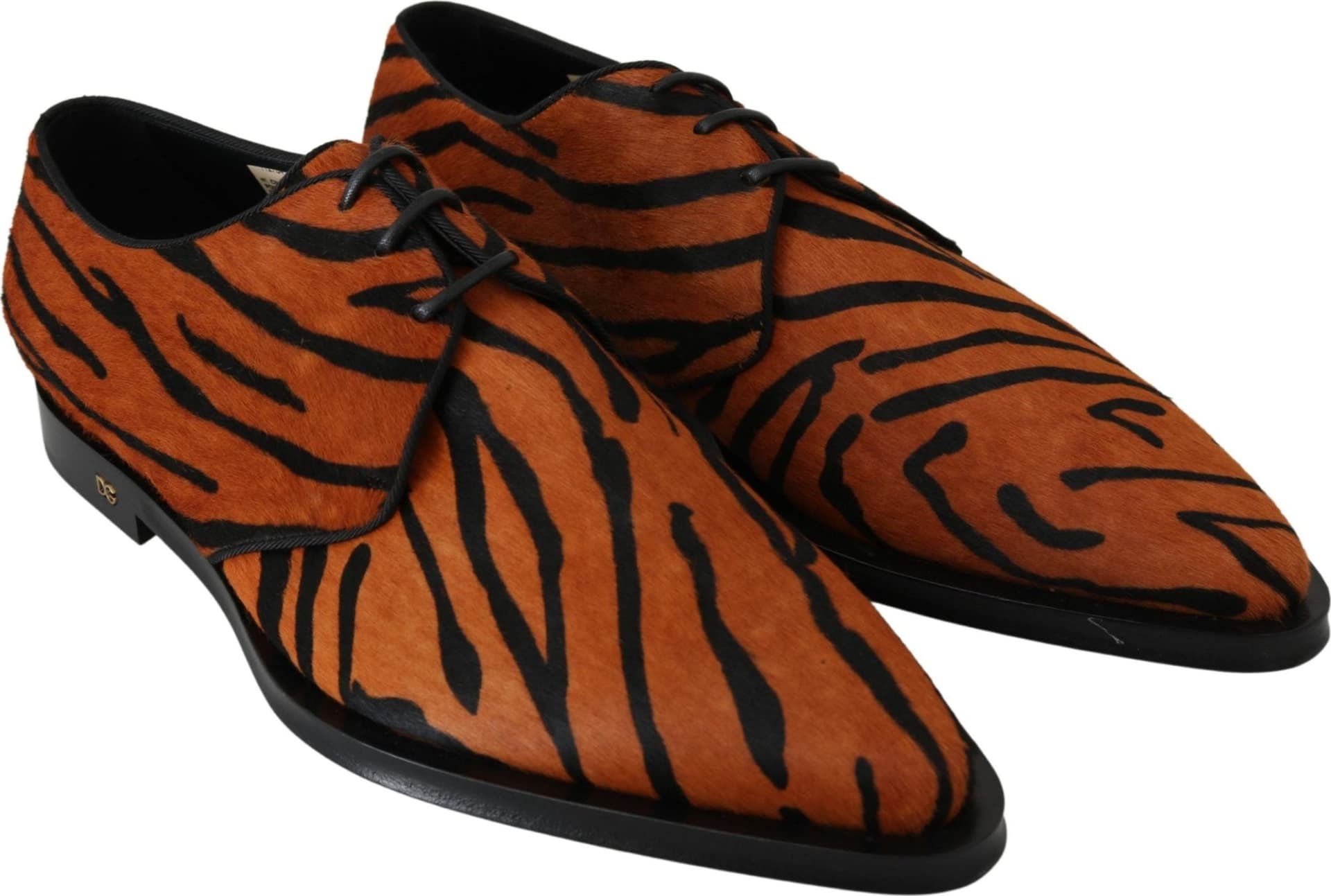 Dolce & Gabbana Orange Pony Hair Formal Dress Broque Shoes - 4