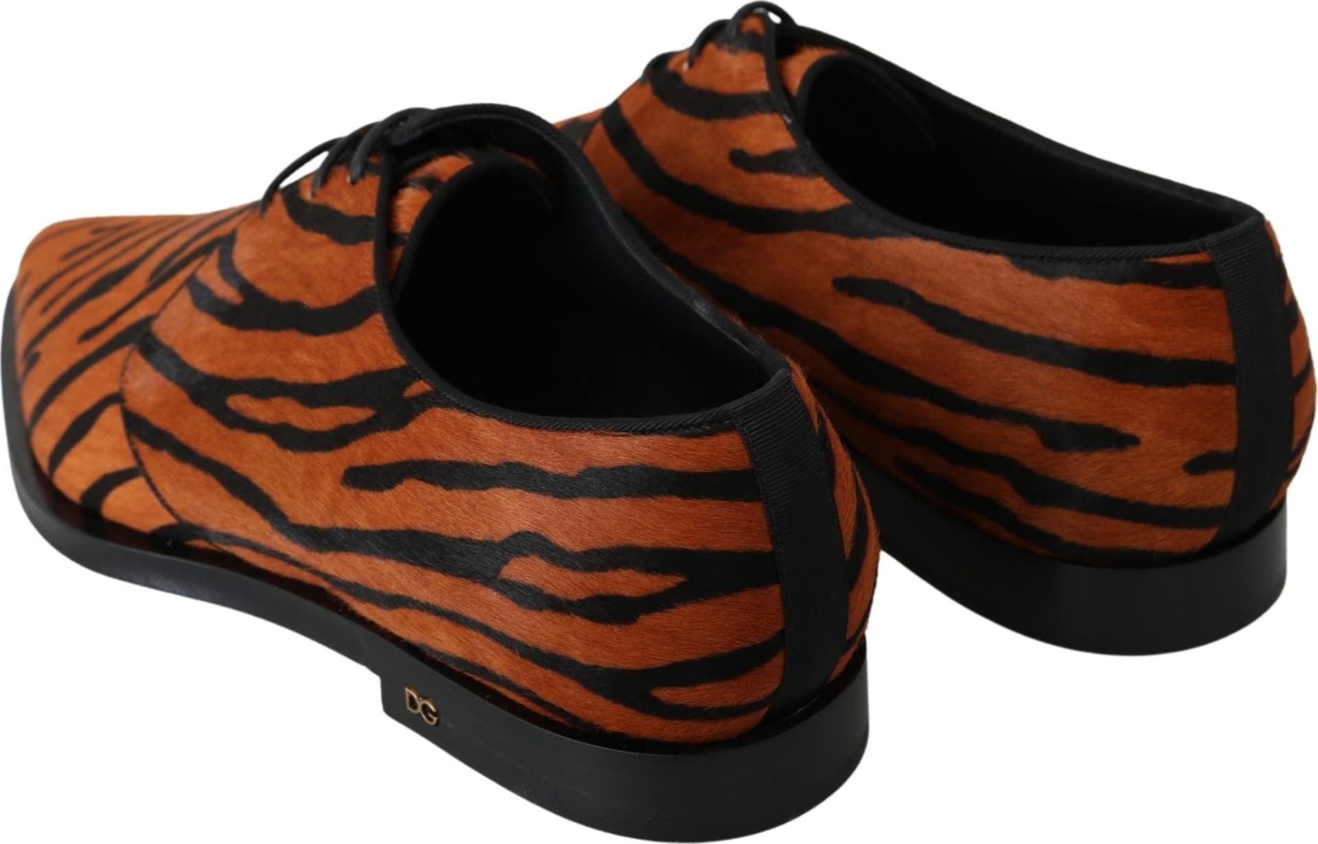 Dolce & Gabbana Orange Pony Hair Formal Dress Broque Shoes - 5