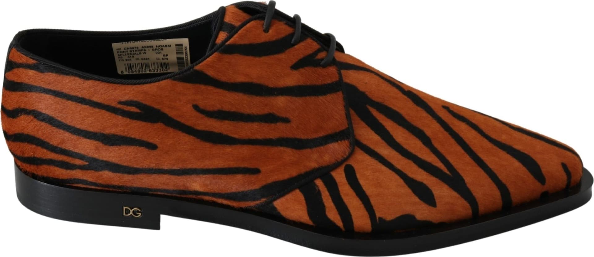 Dolce & Gabbana Orange Pony Hair Formal Dress Broque Shoes - 6
