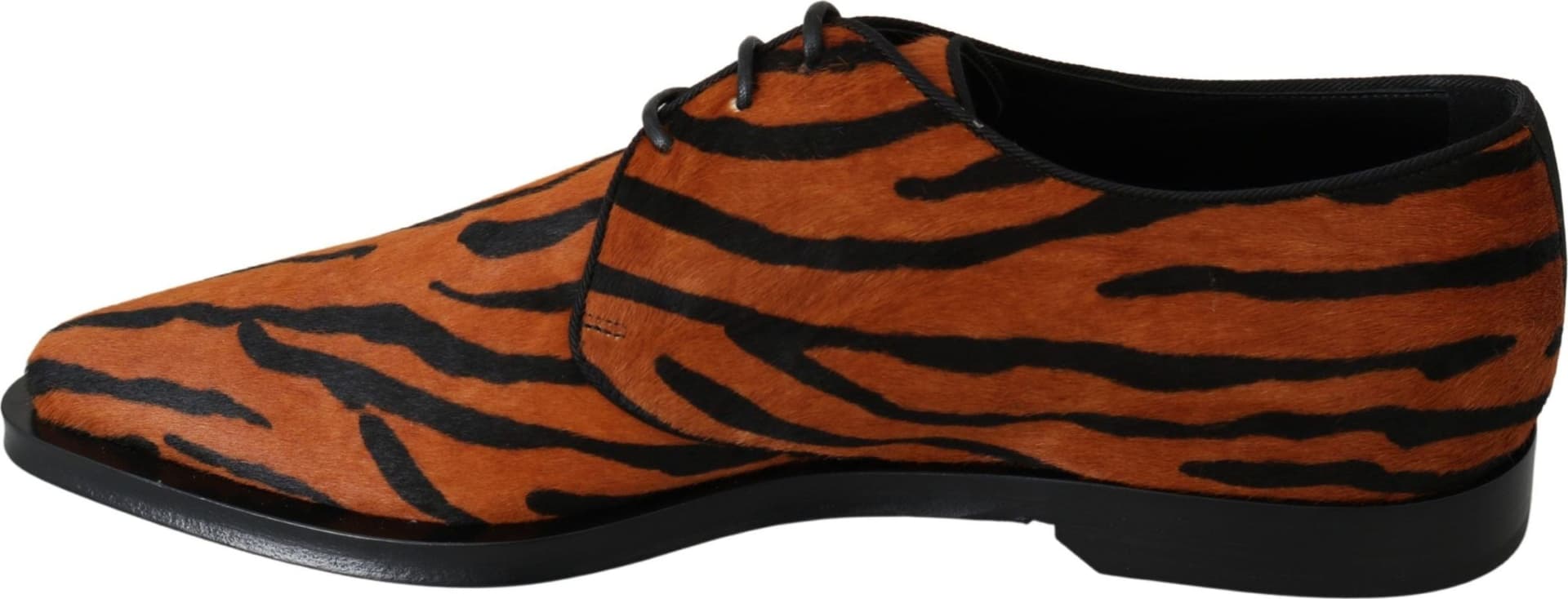 Dolce & Gabbana Orange Pony Hair Formal Dress Broque Shoes - 7