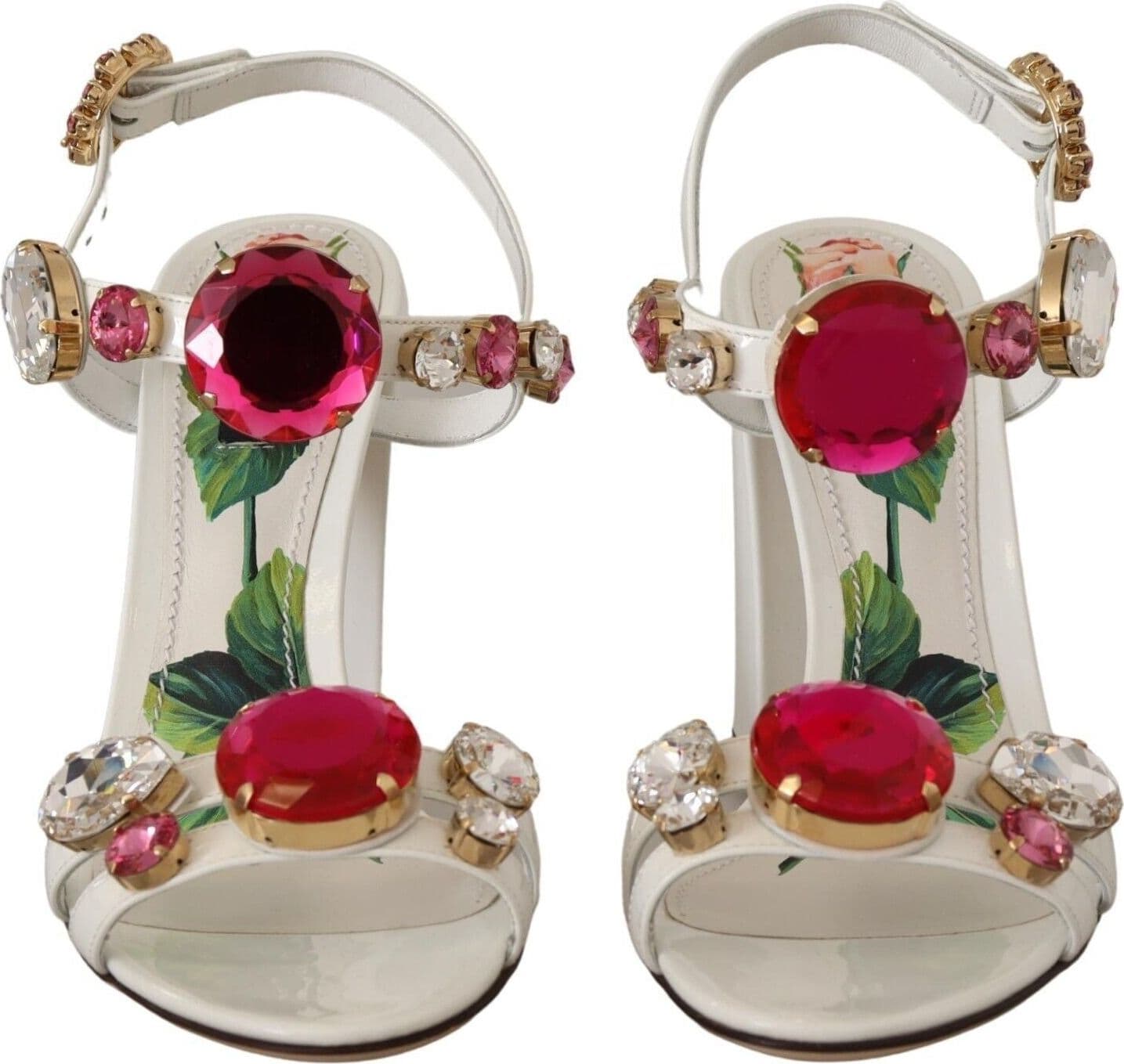 Dolce & Gabbana White Leather Crystal Keira Heels Sandals Shoes - 3