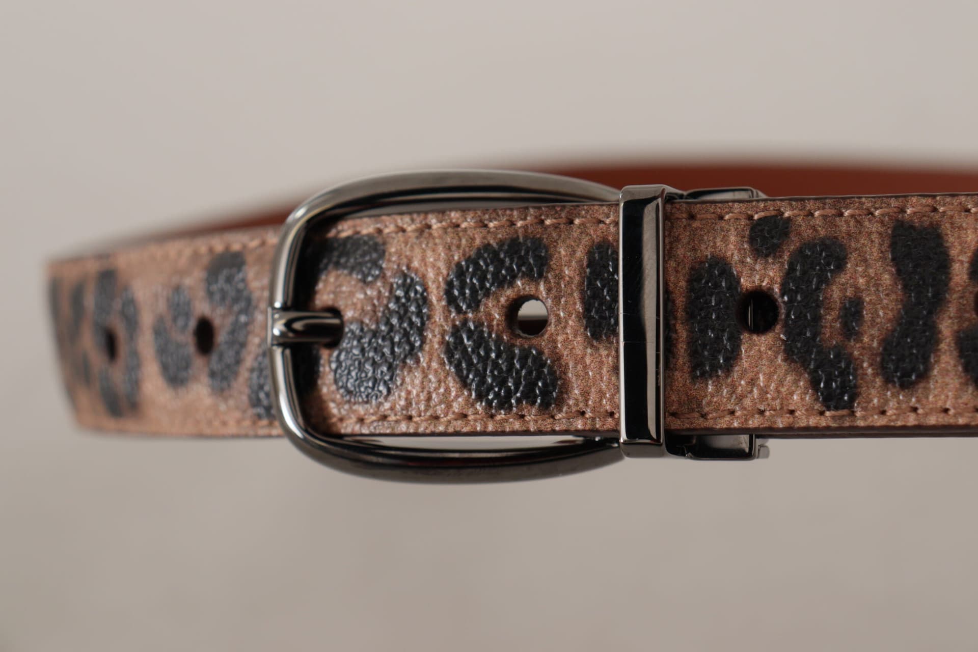 Dolce & Gabbana Brown Leopard Embossed Leather Buckle Belt - 4