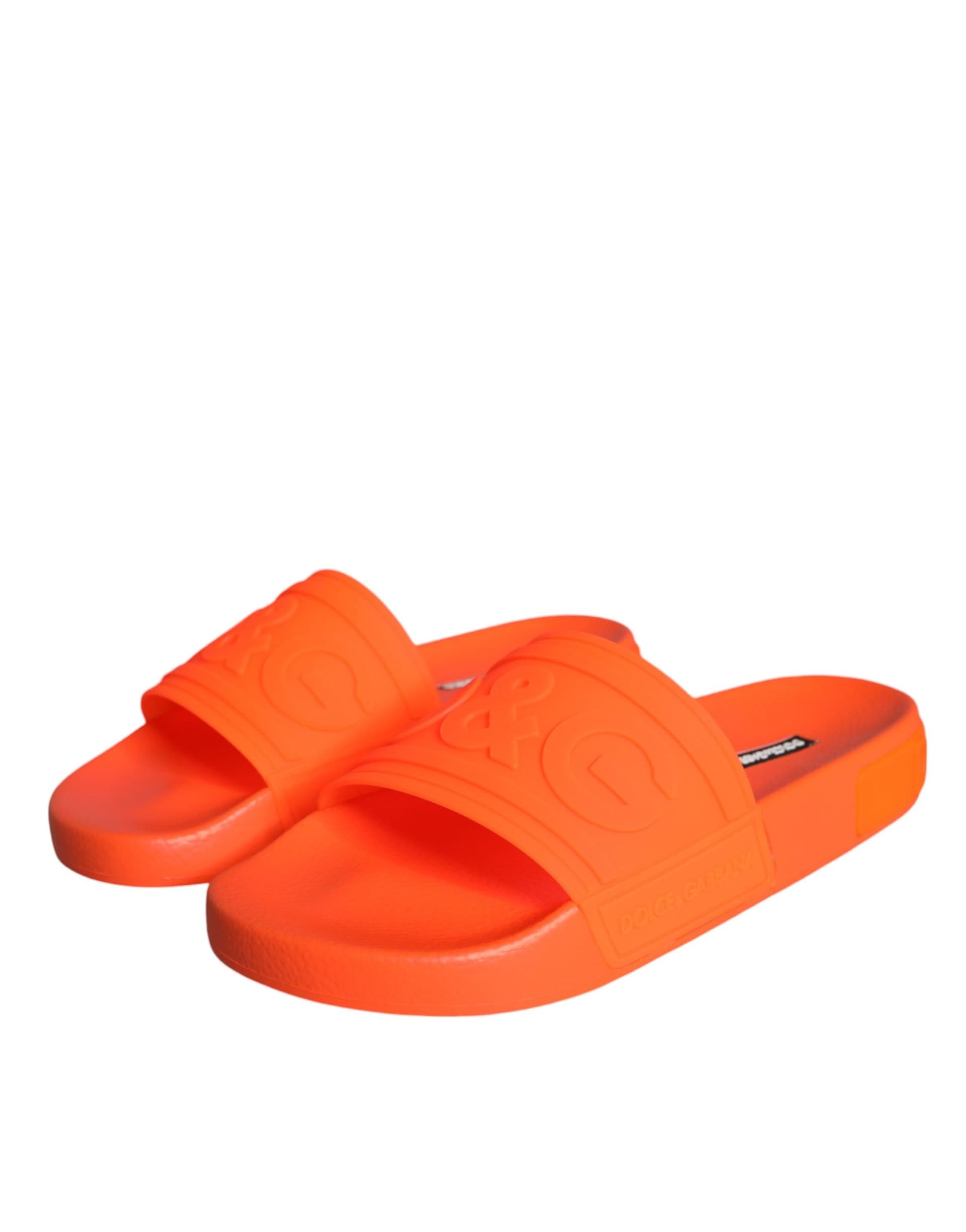 Dolce & Gabbana Orange Rubber Slides Sandals Beachwear Shoes - 2