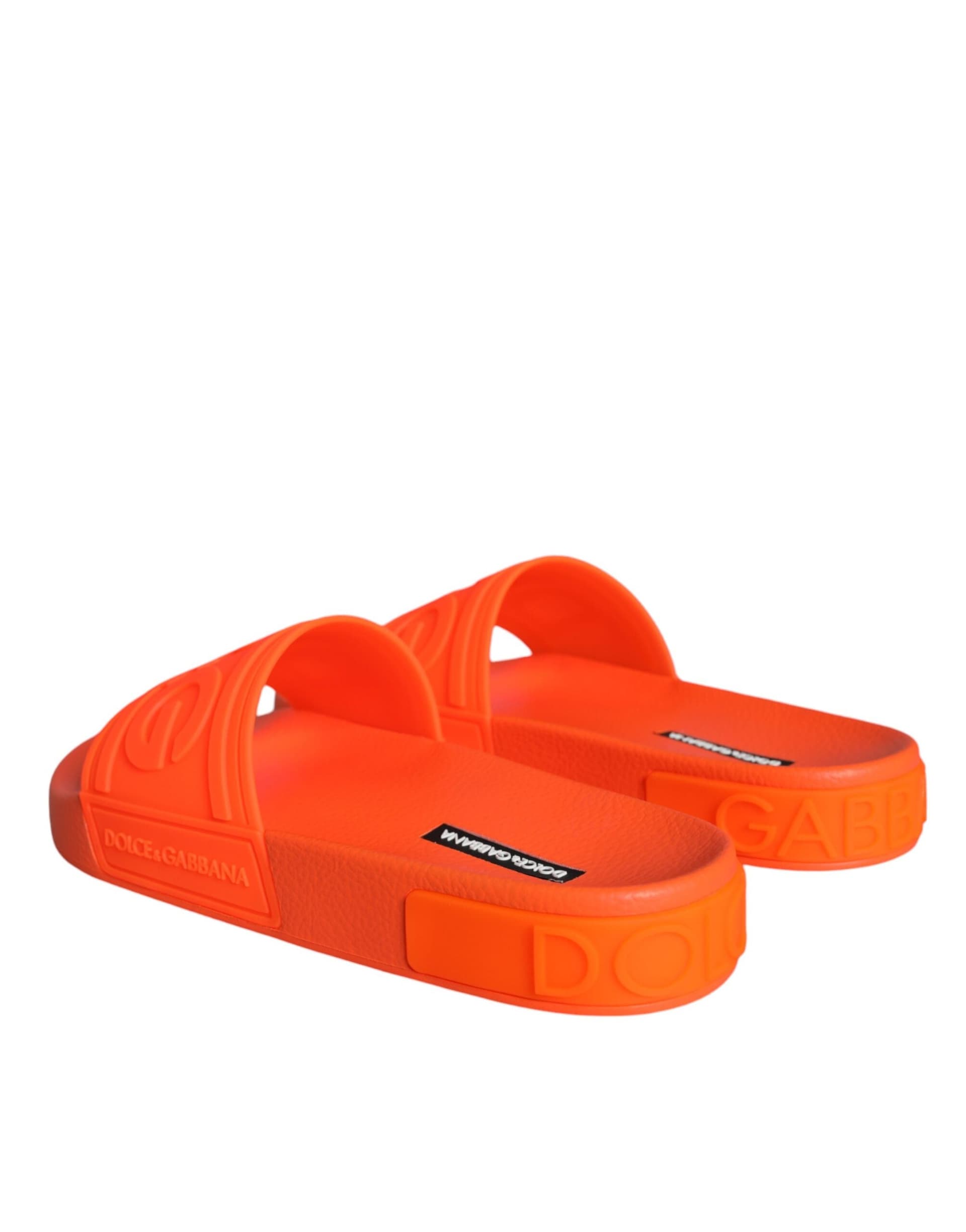Dolce & Gabbana Orange Rubber Slides Sandals Beachwear Shoes - 3
